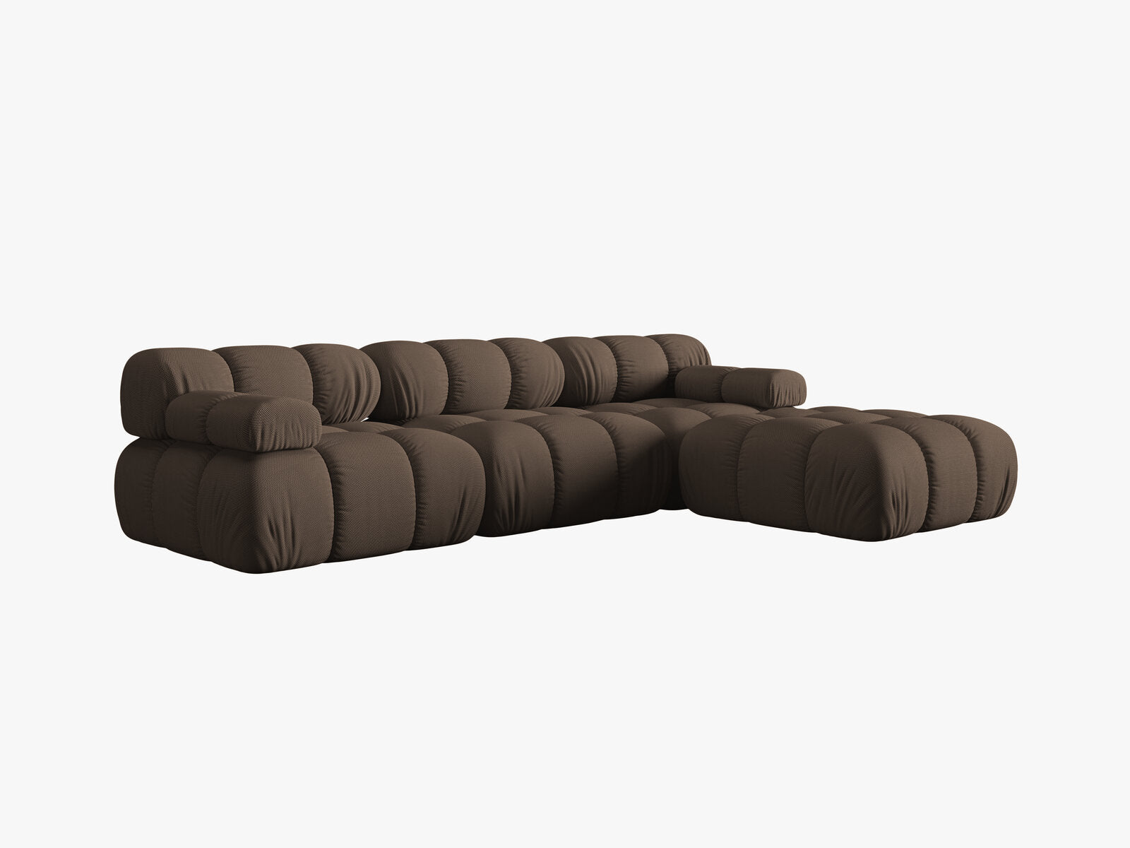 Micadoni Modulares Sofa Bellis 4-Sitzer mit flachem Modul 3D-Stoff Sonic Braun