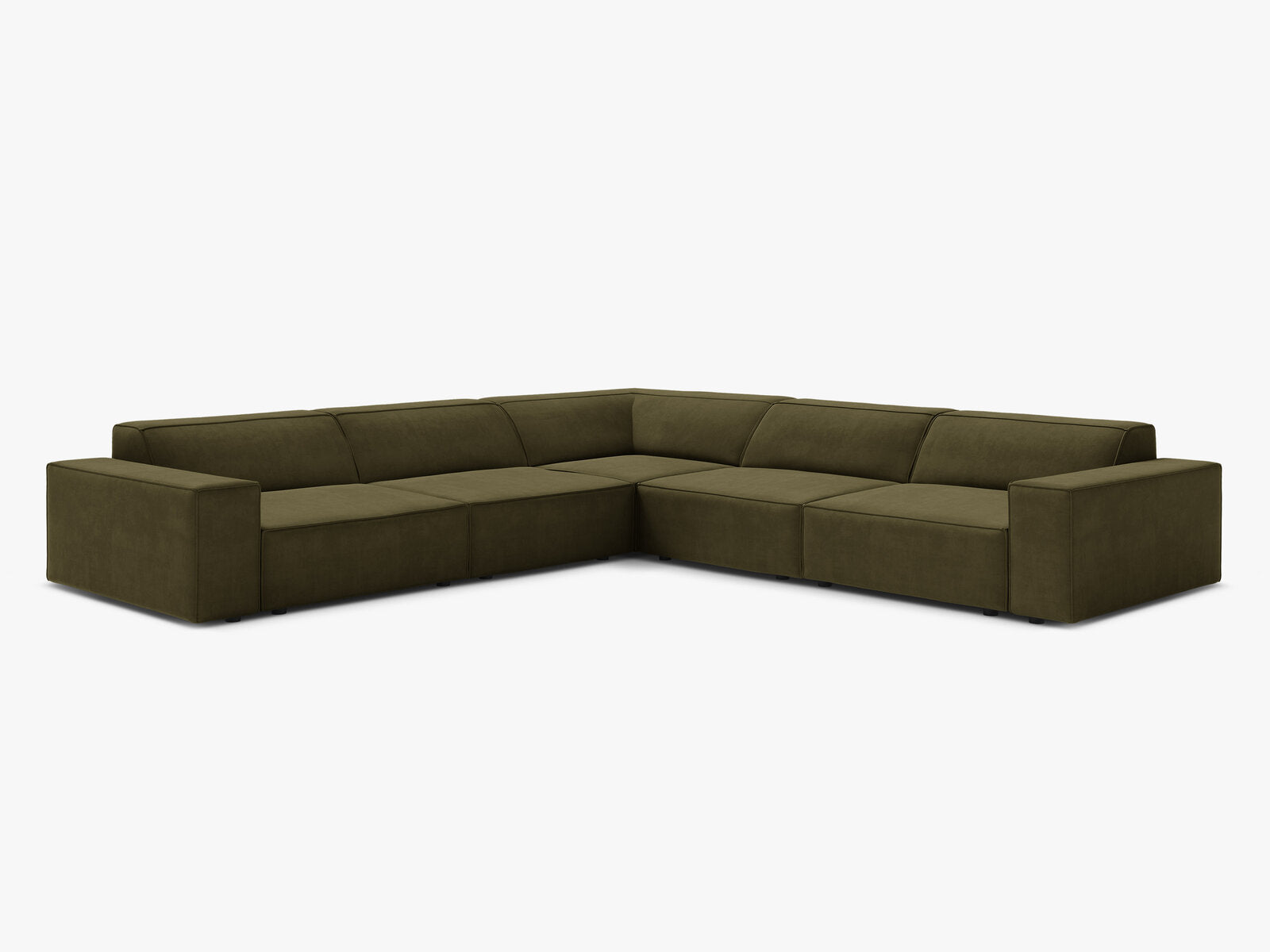 Micadoni Symmetrisches Ecksofa Jodie 6-Sitzer Samt Grün