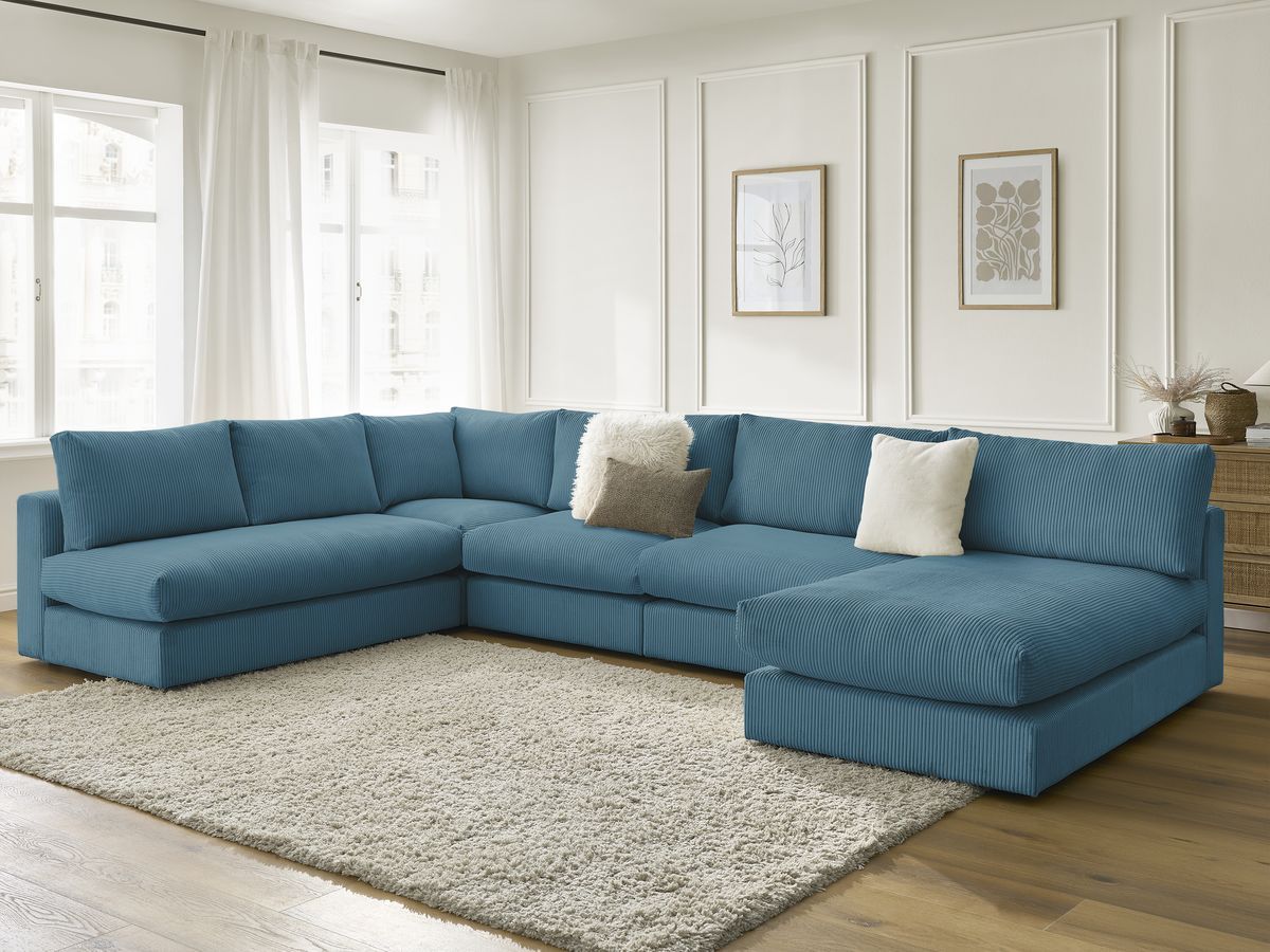 Bobochic Paris Ecksofa Cordsamt Hellblau