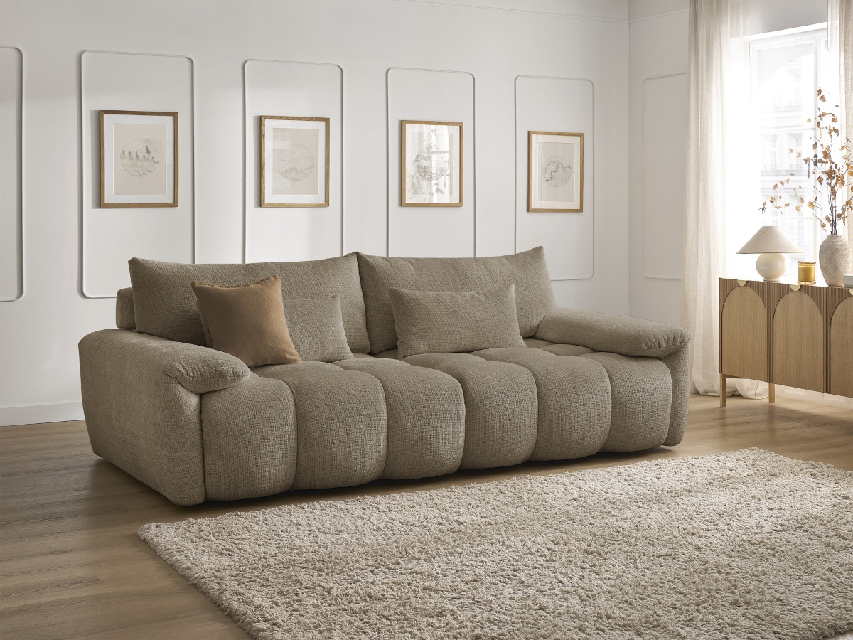 Bobochic Ivane Sofa 3-Sitzer Strukturstoff Taupe