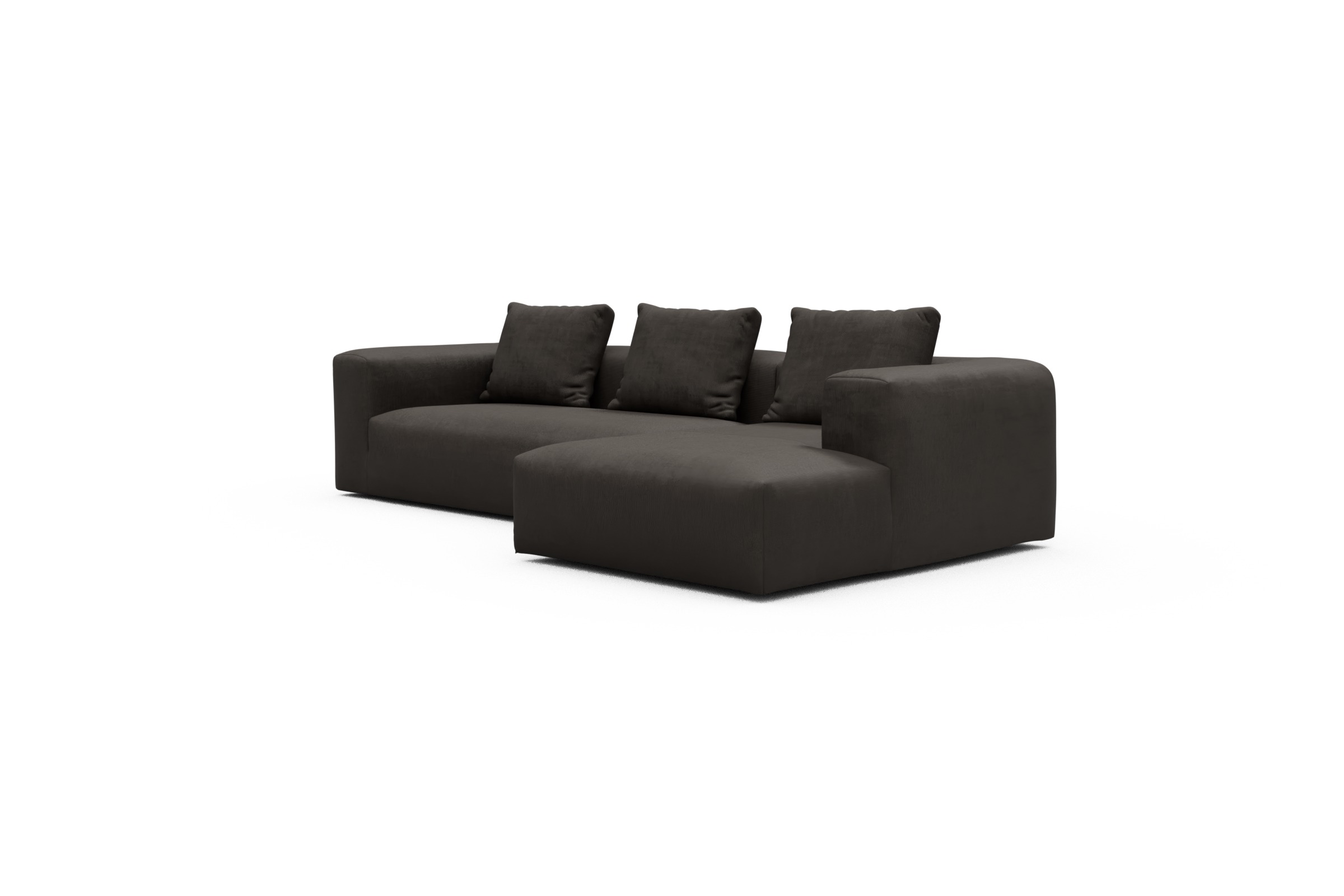 Ecksofa Fred Chaiselongue rechts mit 2,5-Sitzer Cordufine-Taupe