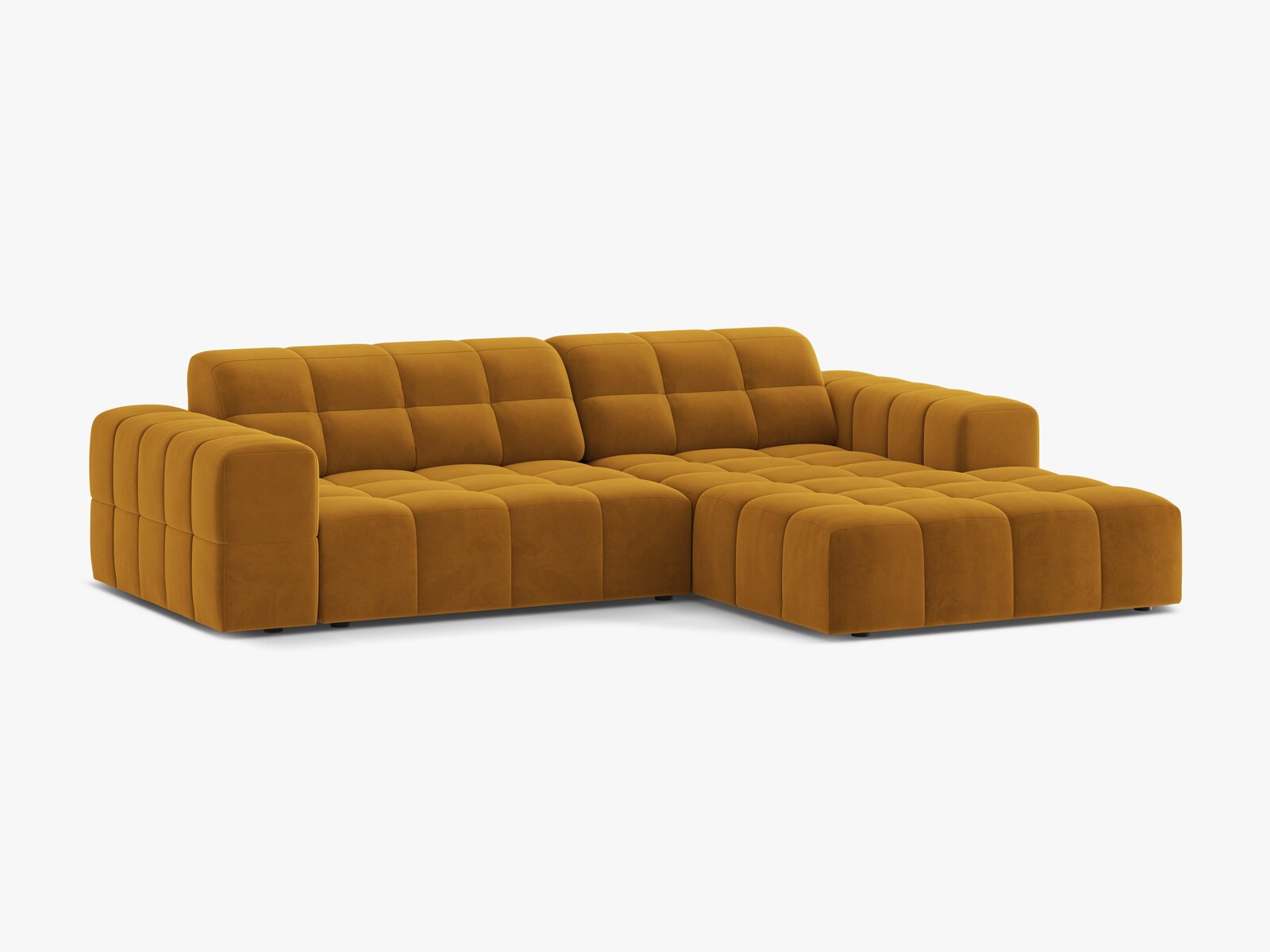 Micadoni Jennifer Ecksofa 4-Sitzer Rechts Samt Bluvel Gelb