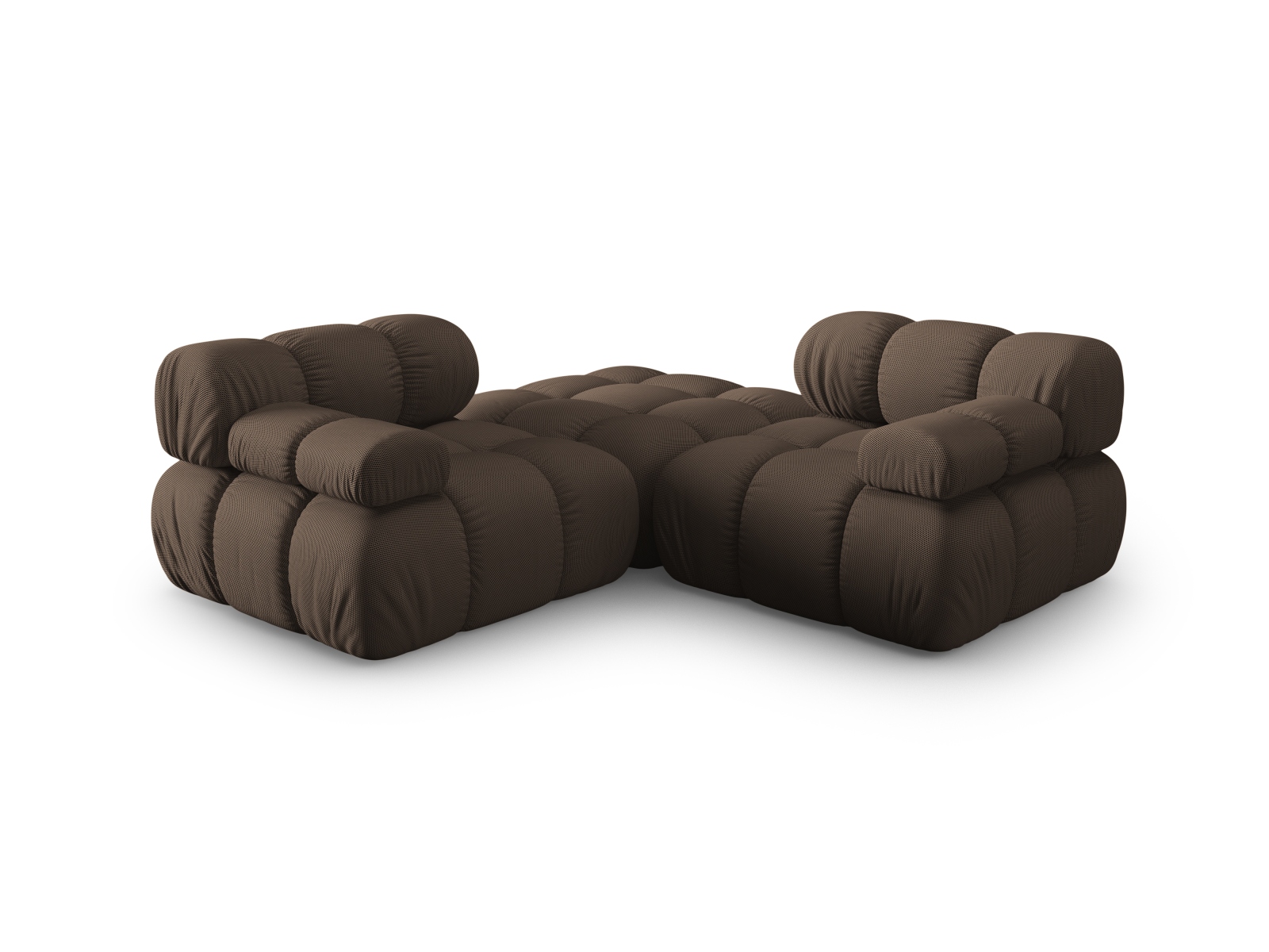 Micadoni Modulares Sofa Bellis 3-Sitzer mit flachem Modul 3D-Stoff Sonic Braun