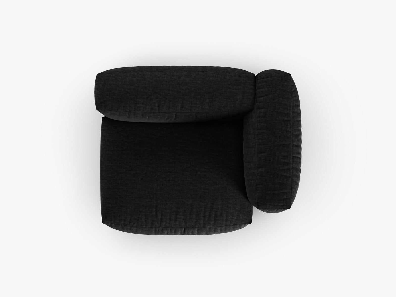 Micadoni Eckmodul mit Armlehne Martina 1-Sitzer 90cm Sitztiefe Rechts Strukturierter Stoff Boston Schwarz