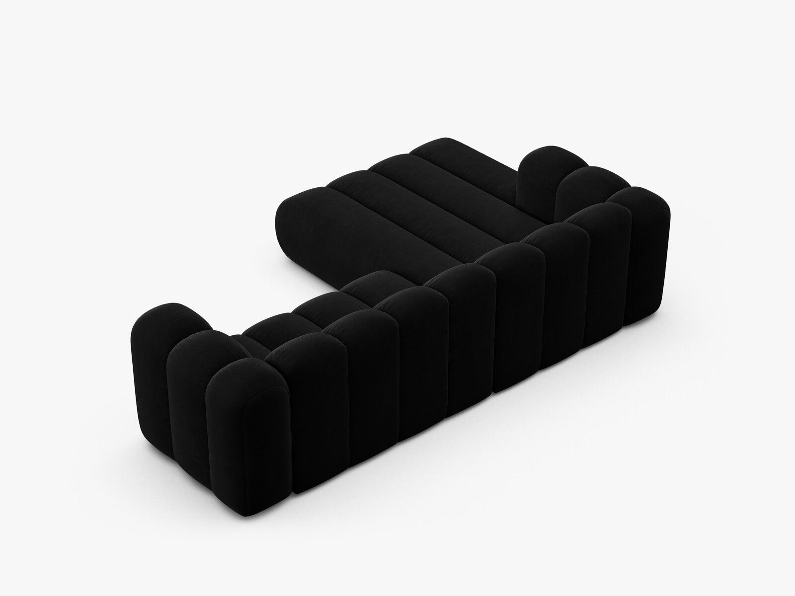 Micadoni Modulares Ecksofa Lupine 4-Sitzer mittelgroß Links Samt Salvador Schwarz