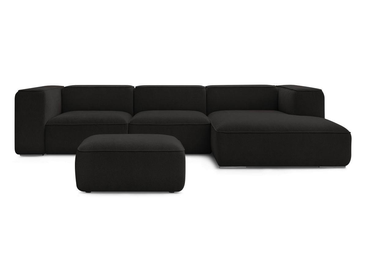 Bobochic Zephyr Ecksofa mit Pouf 349 × 165 cm Strukturstoff Schwarz Ecke rechts