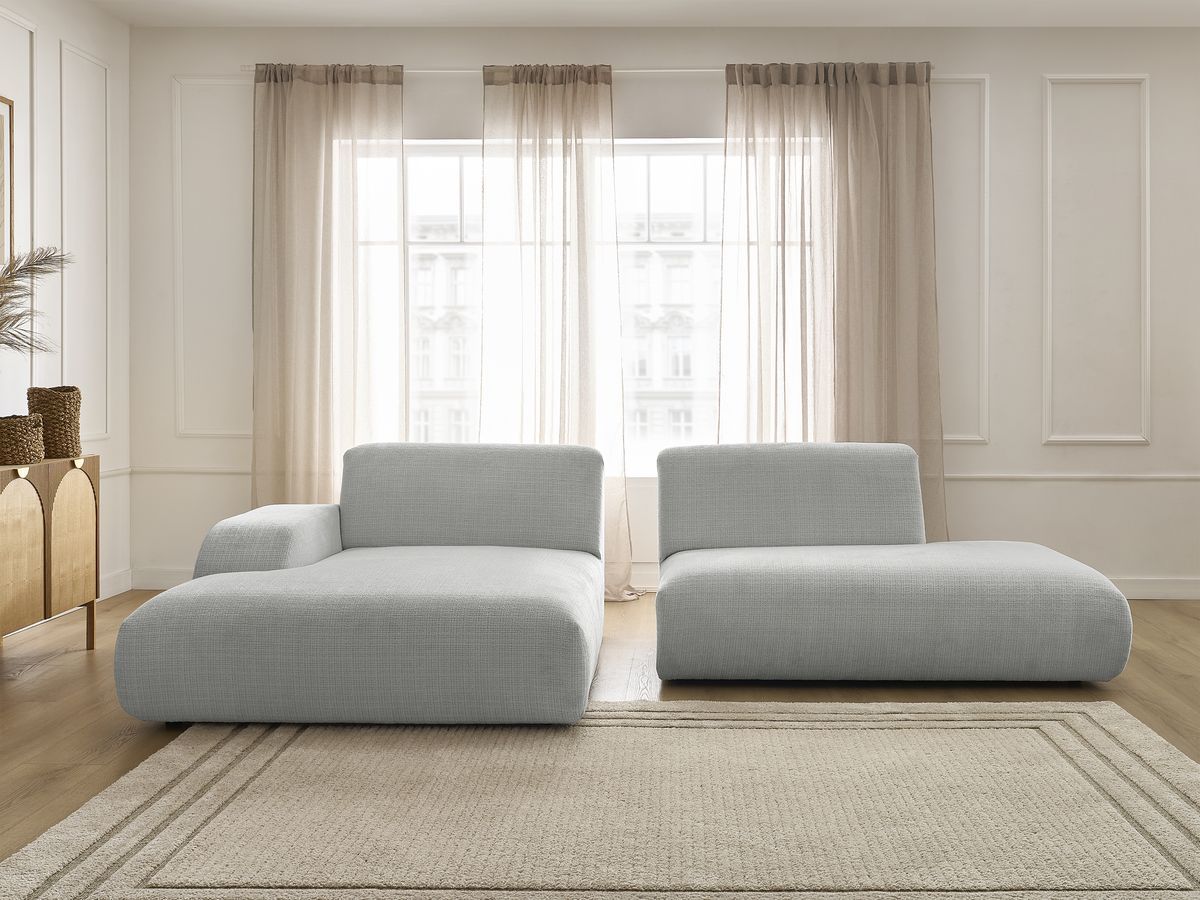 Bobochic Sirius Ecksofa 300 × 170 cm Strukturstoff Hellgrau Ecke links