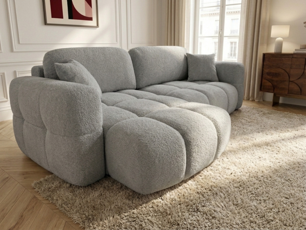 Bobochic Madison Ecksofa mit Schlaffunktion und Bettkasten Stoff Taupe