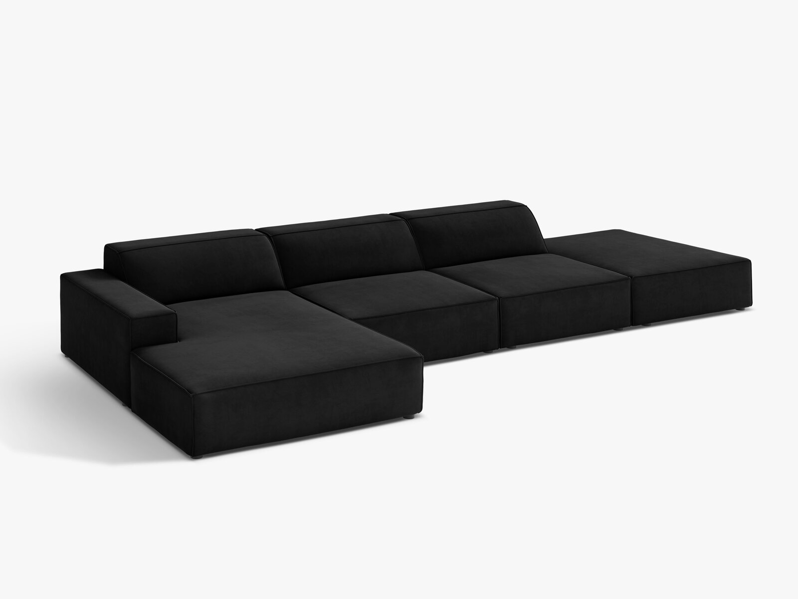 Micadoni Ecksofa Jodie 5-Sitzer Links Samt Bluvel Schwarz