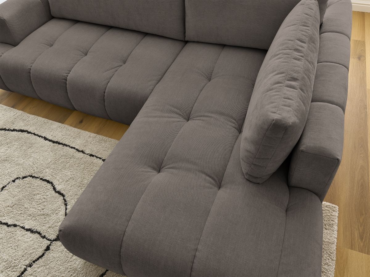 Bobochic Fuji Ecksofa mit Schlaffunktion und Bettkasten 282 × 204 cm Stoff Taupe Ecke rechts