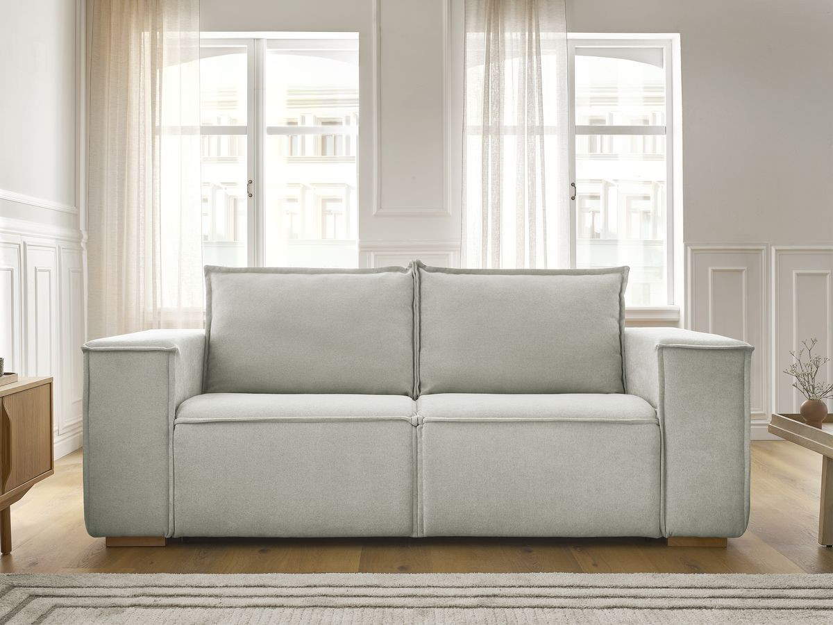 Bobochic Chelsea Schlafsofa 3-Sitzer Strukturstoff Hellgrau, Liegefläche 160 × 200 cm