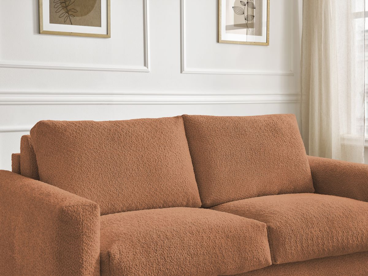 Bobochic Cocoone Schlafsofa 3-Sitzer Bouclé-Stoff Orange, Liegefläche 140 × 200 cm