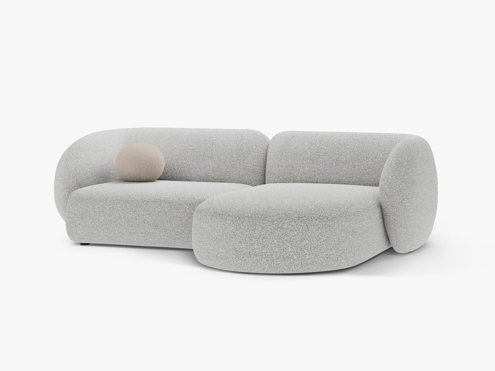 Micadoni Ecksofa Kate 2-Sitzer Rechts Strukturierter Stoff Hellgrau Melange