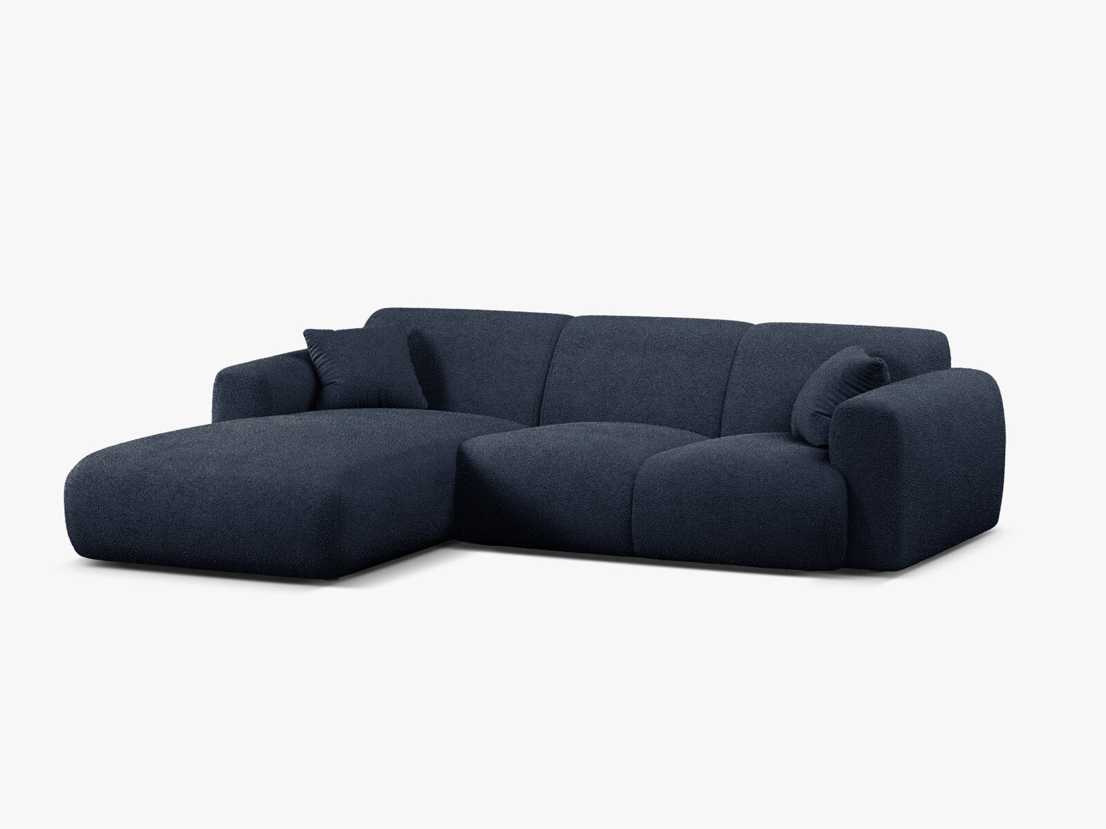 Micadoni Ecksofa Molino 4-Sitzer Links Boucle Baloo Dunkelblau