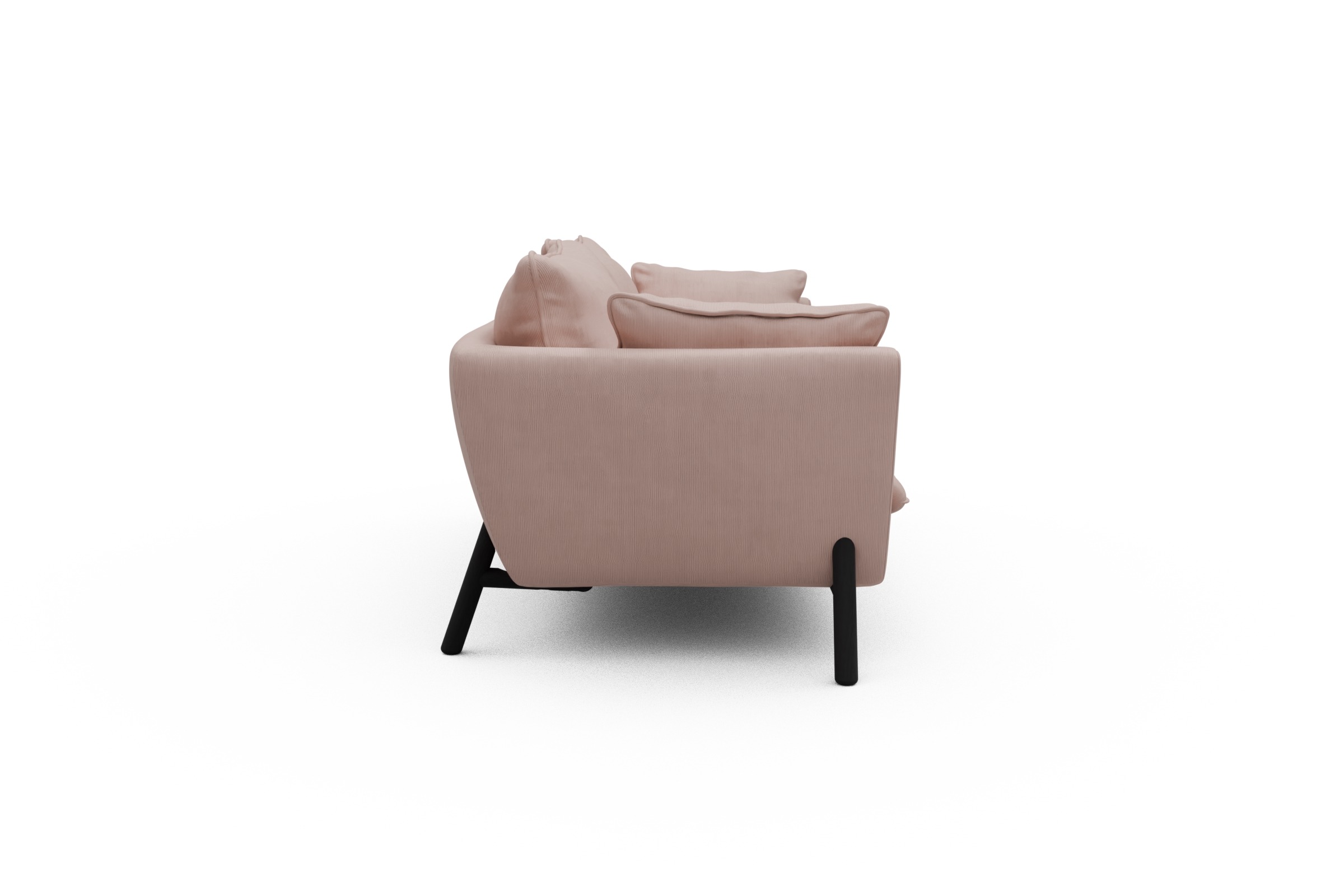 Sofa Emil PREMIUM 3-Sitzer Beinfarbe Eiche Schwarz Cordufine-Blush