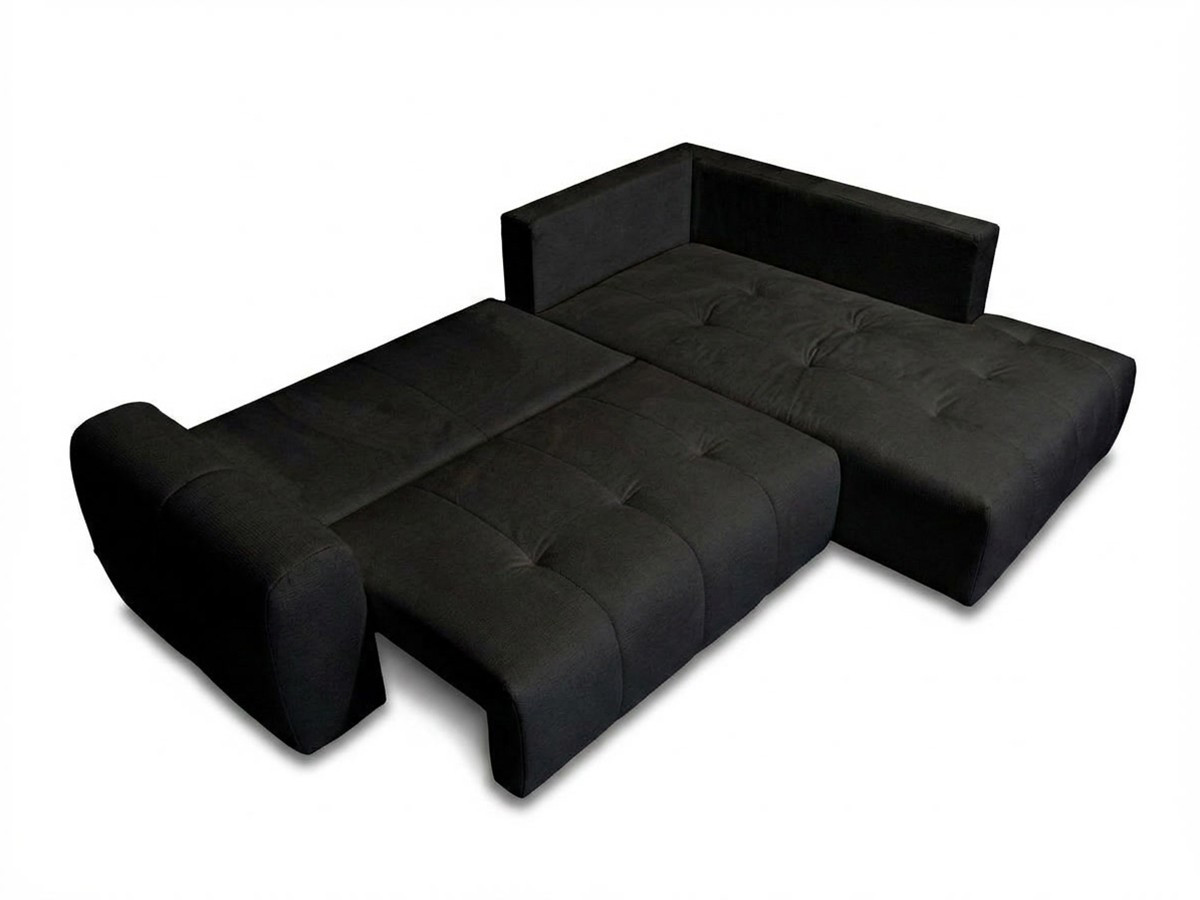 Bobochic Roxelane Ecksofa mit Schlaffunktion und Bettkasten Melange-Stoff Dunkelgrau Ecke rechts