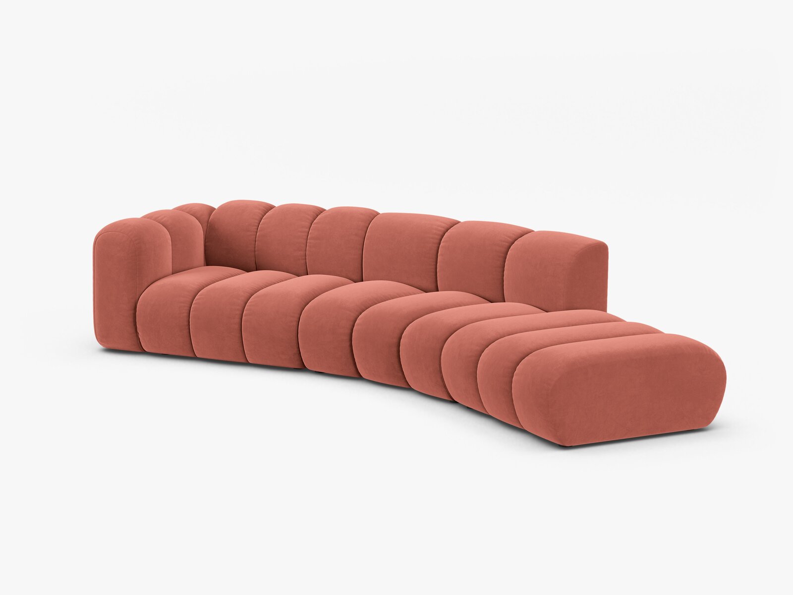 Micadoni Modulares Sofa Lupine 5-Sitzer Rechts Samt Salvador Koralle
