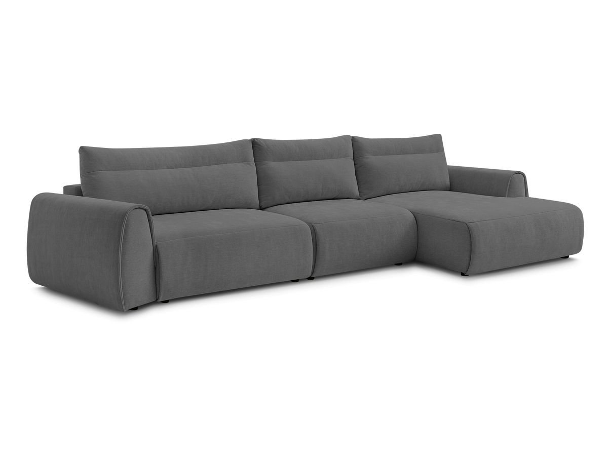 Bobochic Aden Ecksofa 386 × 152 cm Stoff Dunkelgrau Ecke rechts