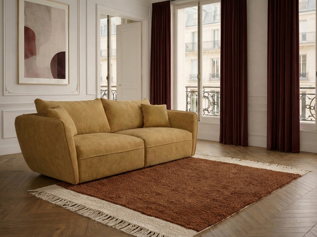 Bobochic Luigi Sofa 3-Sitzer Strukturstoff Gelb