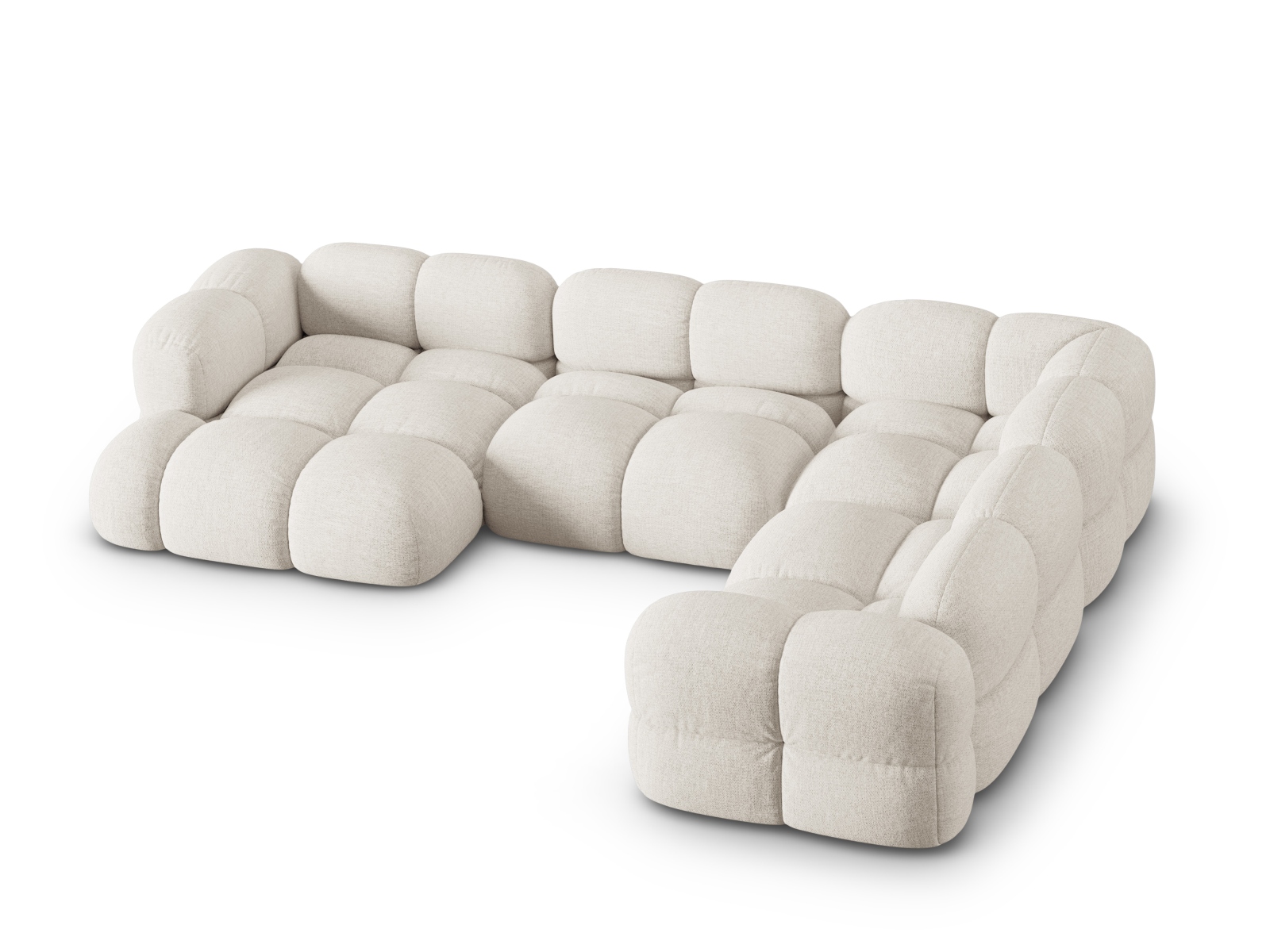 Cosmopolitan Design Panoramasofa Loretto 5-Sitzer Strukturierter Stoff Sorella Beige Rechts