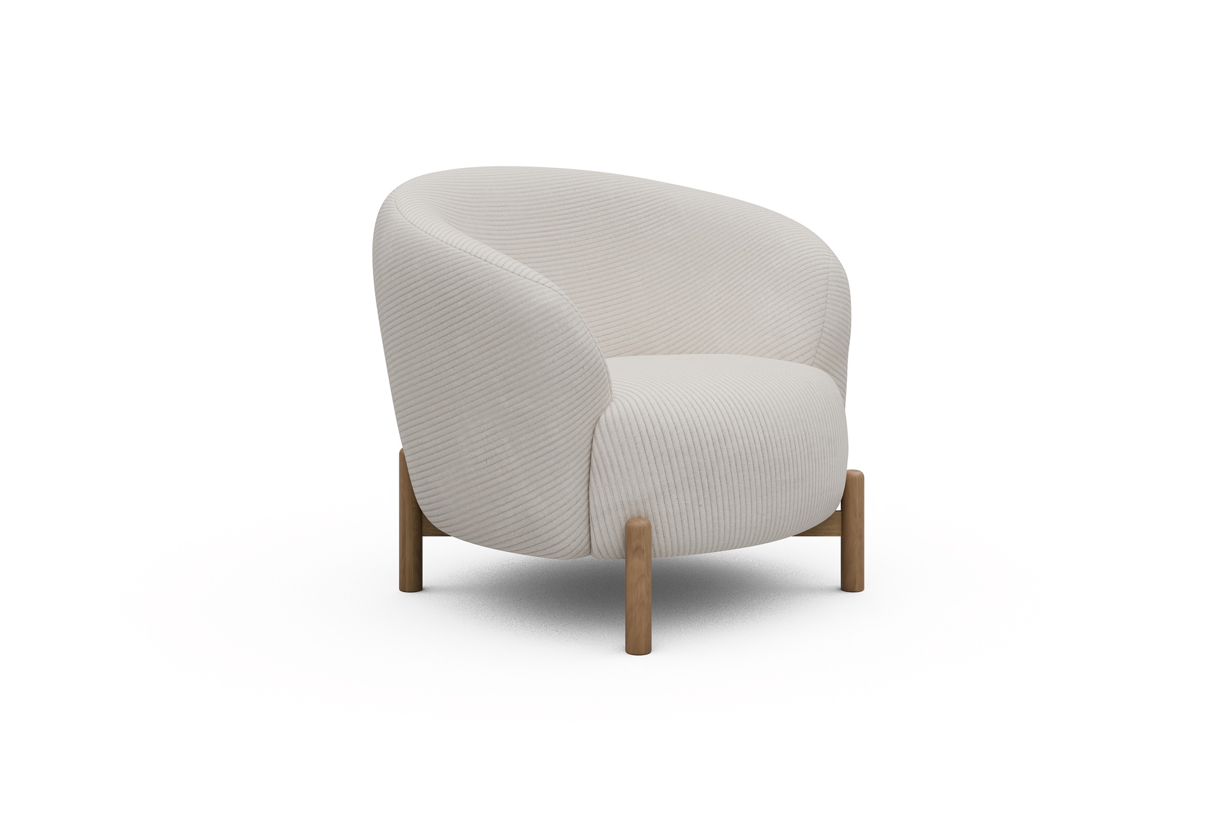 Sessel Ronda Holzbeine Eiche Natur Corduroy Ivory Skandi Home moebelfaktor