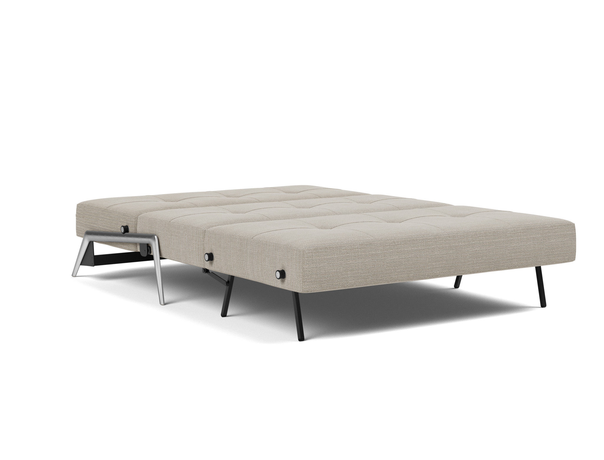 Schlafsofa Cubed 140 Strukturierter Stoff Kenya 579-Gravel Beine Aluminium