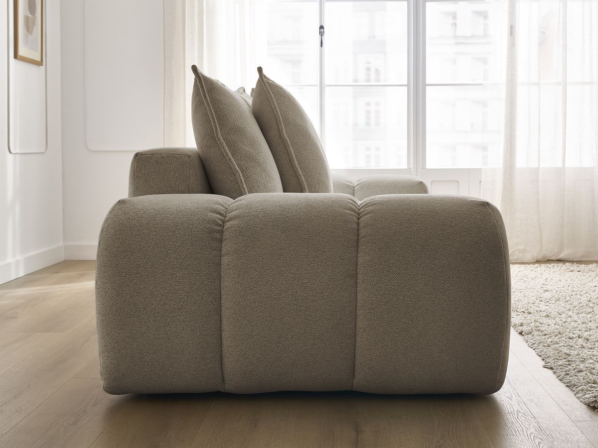 Bobochic Everest Sofa 3-Sitzer, 5 Kissen Melange-Stoff Taupe