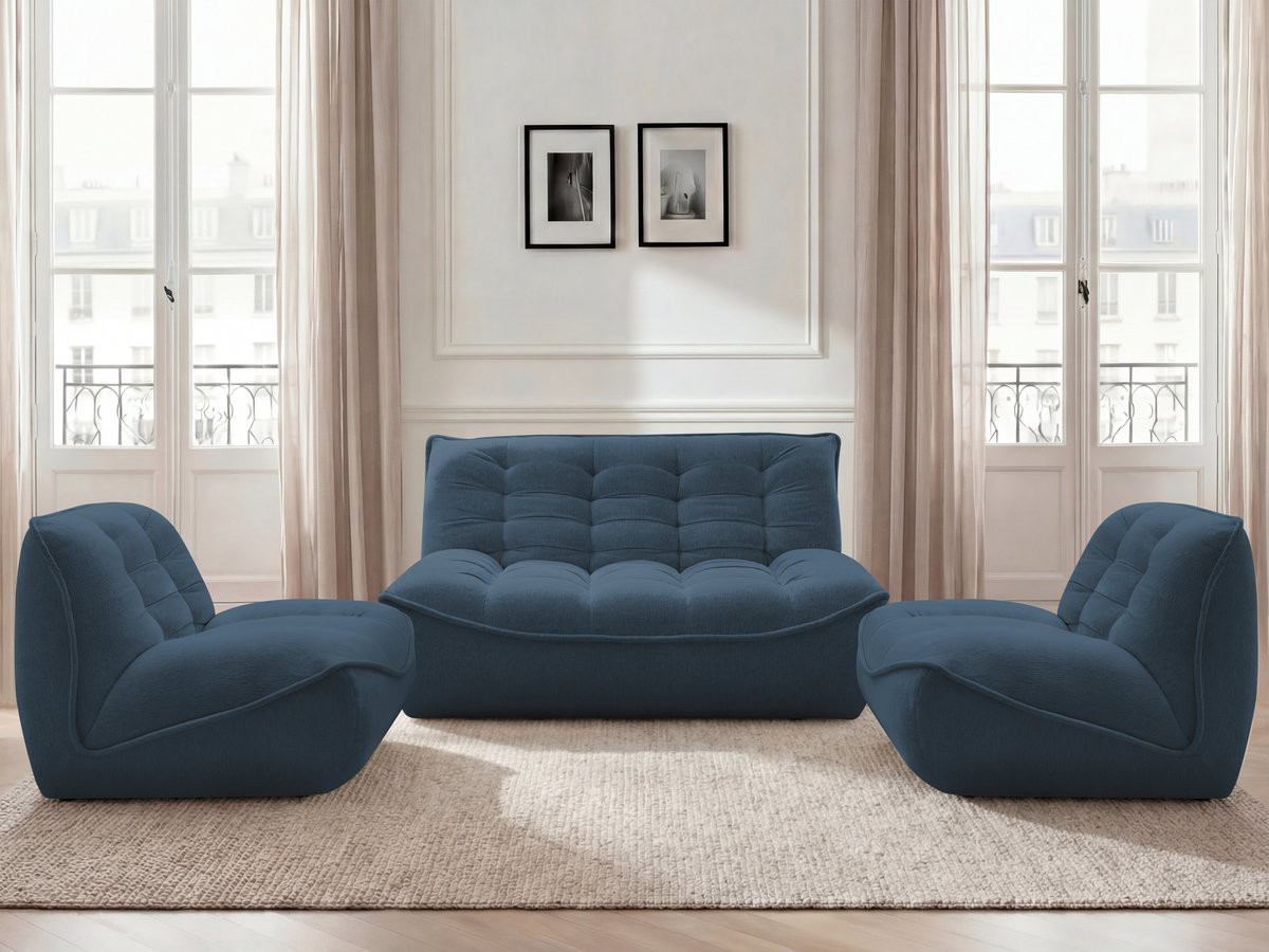 Bobochic Serena Sofa 4-Sitzer Melange-Stoff Blau
