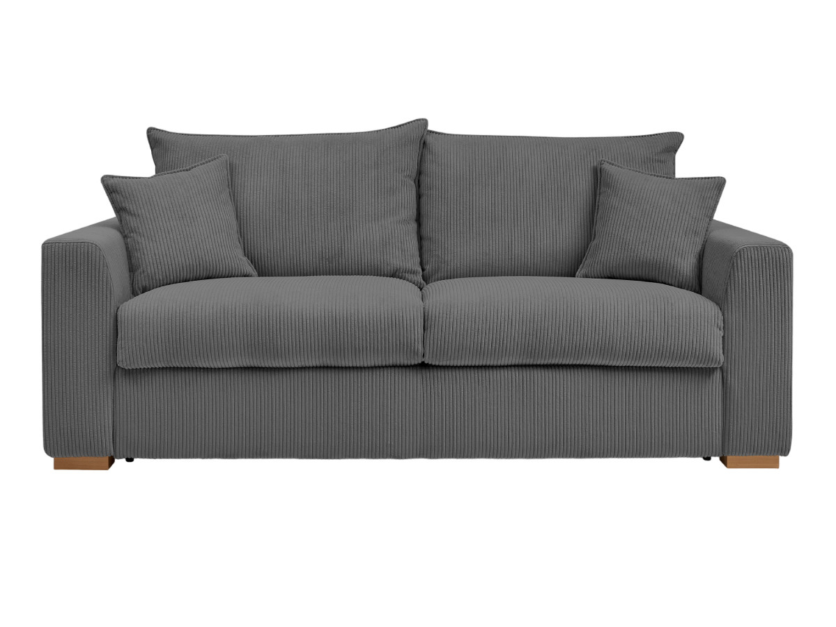 Bobochic Augustin Schlafsofa 3-Sitzer Cordsamt Dunkelgrau, Liegefläche 140 × 200 cm