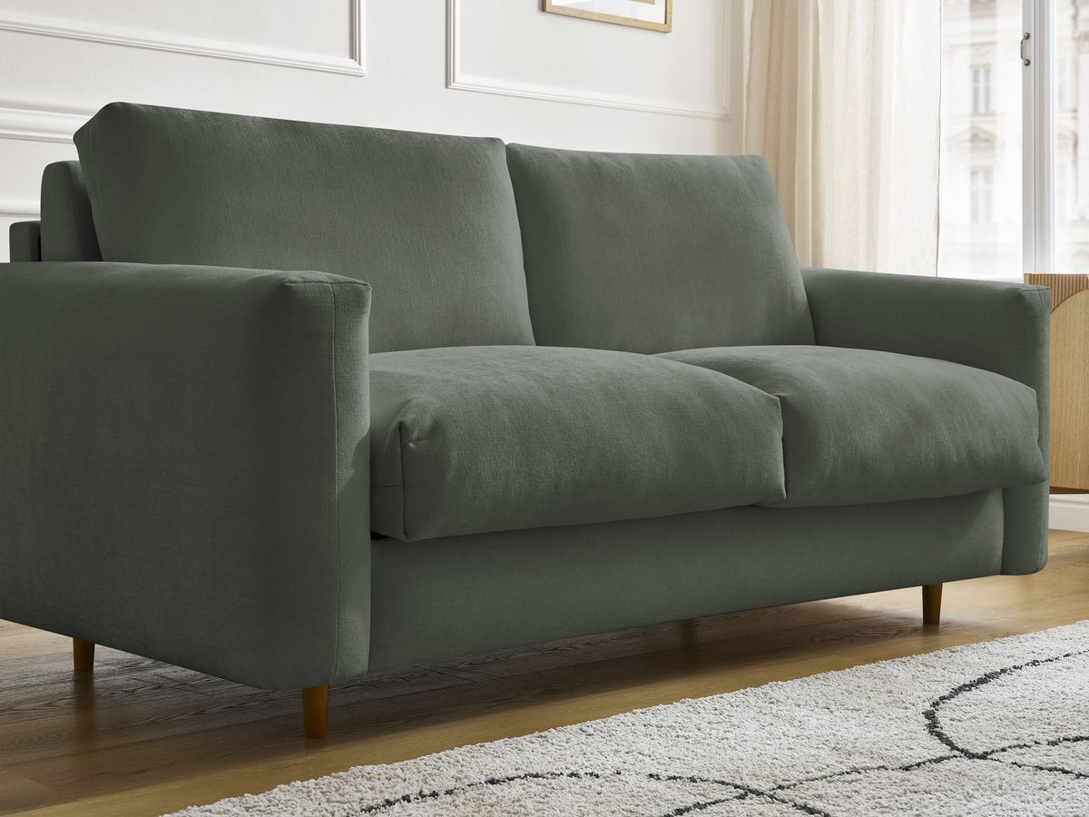 Bobochic Cocoone Schlafsofa 3-Sitzer Stoff Grün, Liegefläche 140 × 200 cm