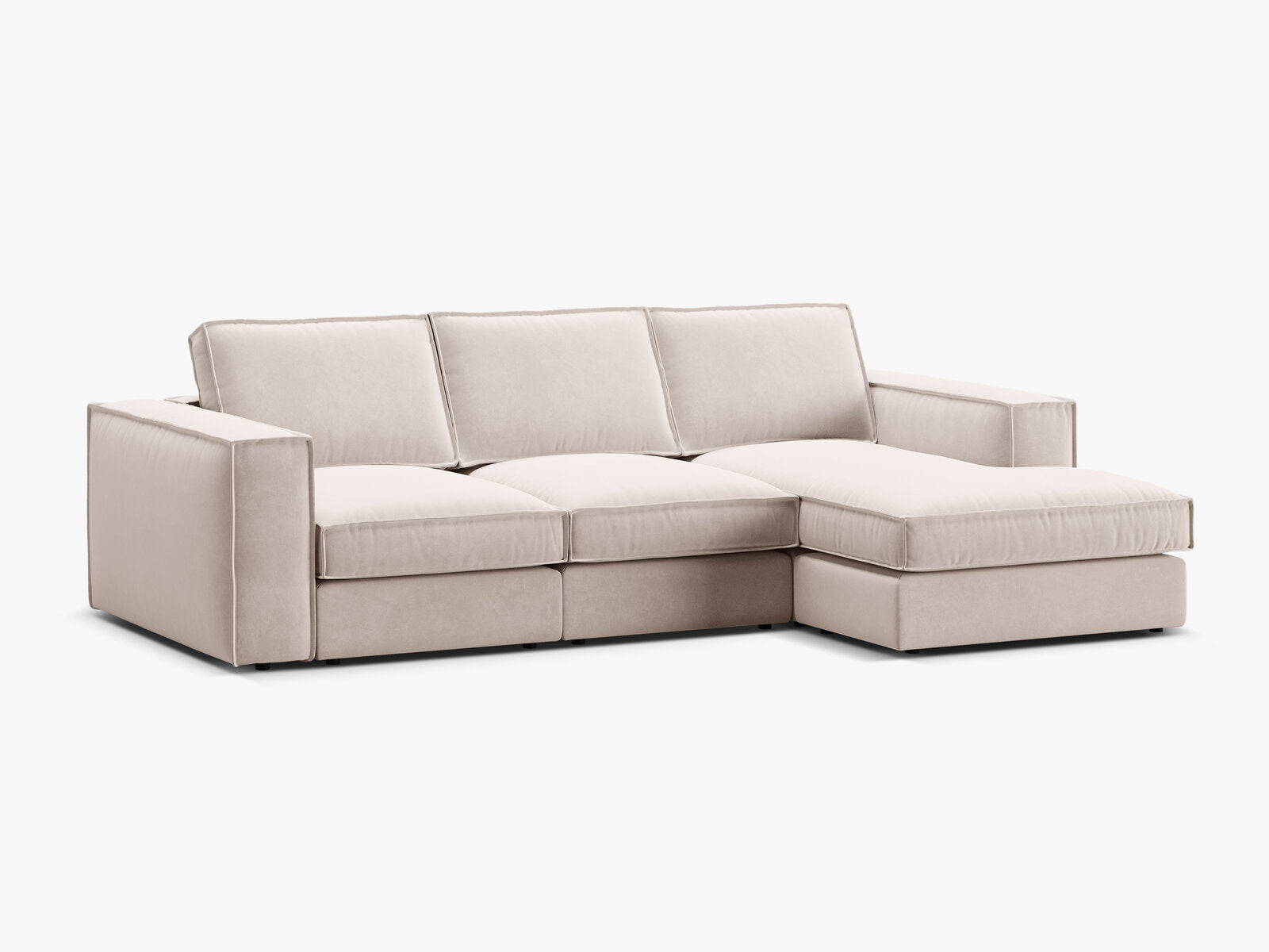 Micadoni modulares Ecksofa Pola 3-Sitzer Rechts Samt Salvador Beige
