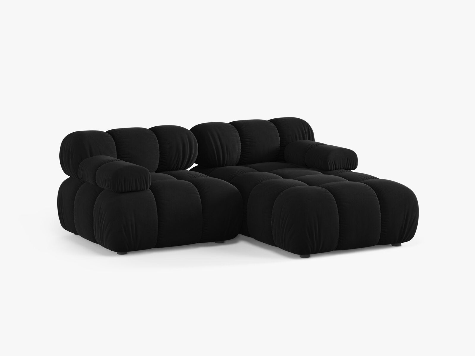 Micadoni Modulares Ecksofa Bellis 3-Sitzer Rechts Samt Bluvel Schwarz