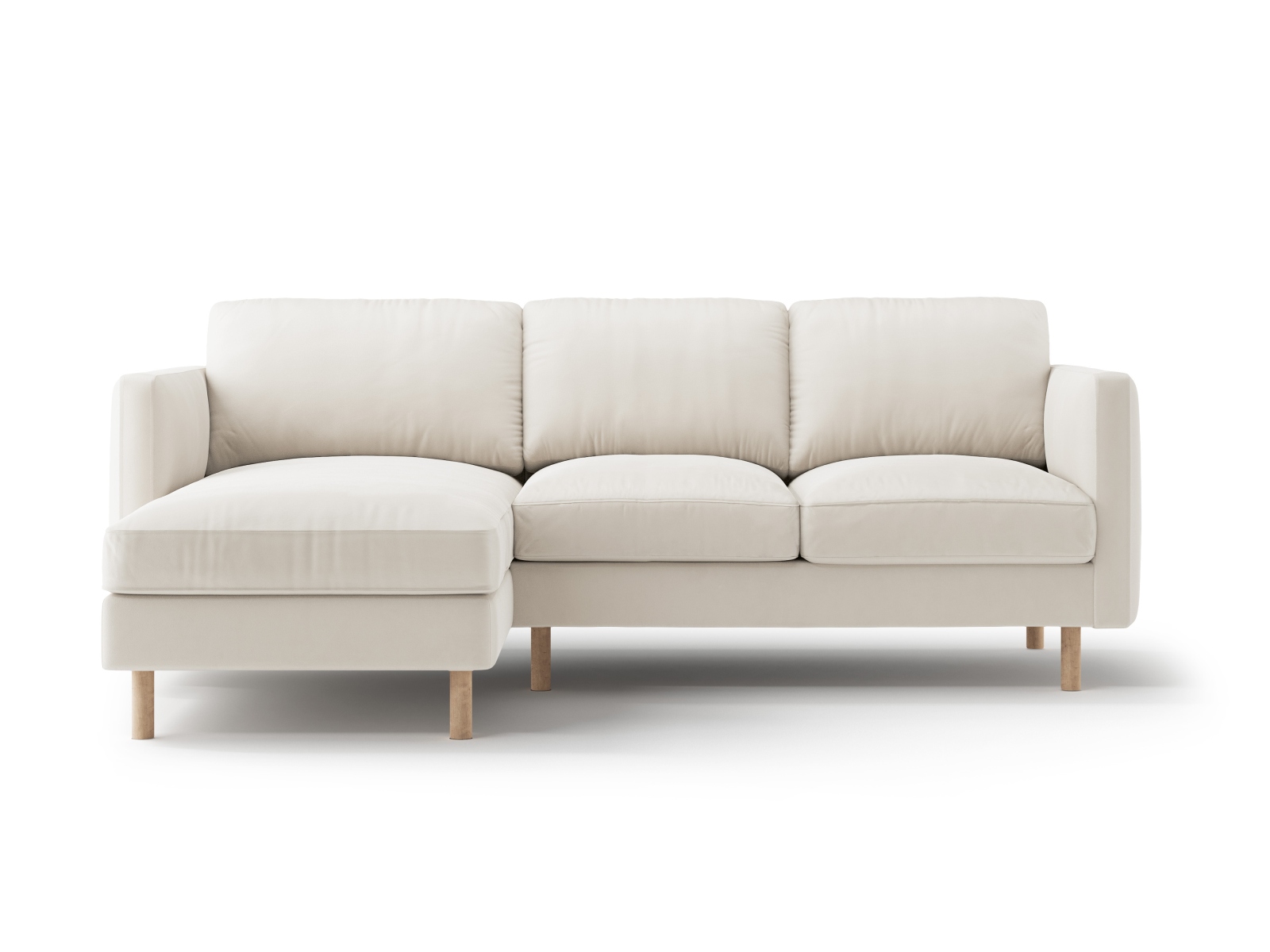 Micadoni Ecksofa Eden 3-Sitzer Links Samt Beige