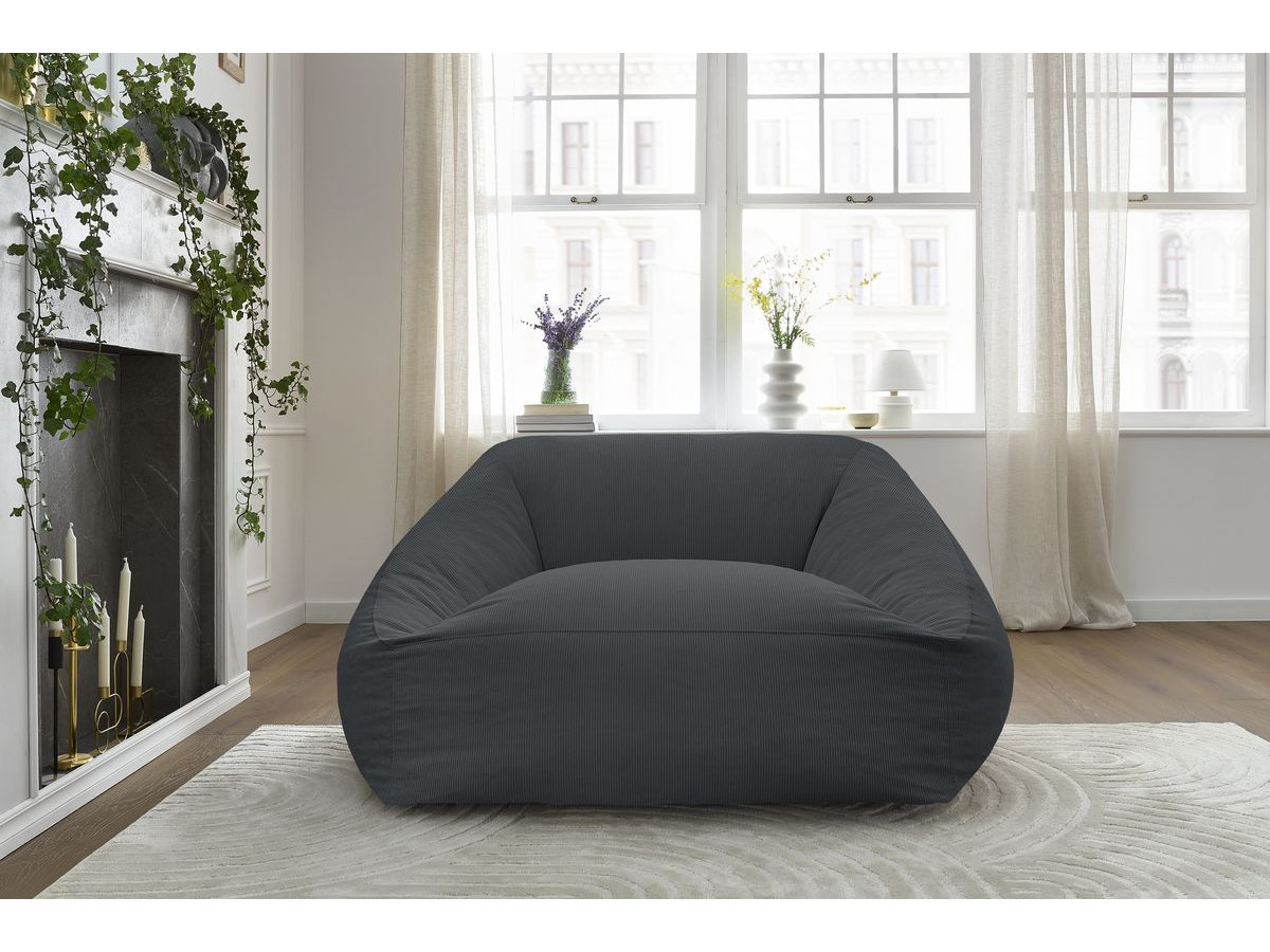 Bobochic Lilibet Pouf Cordsamt Dunkelgrau