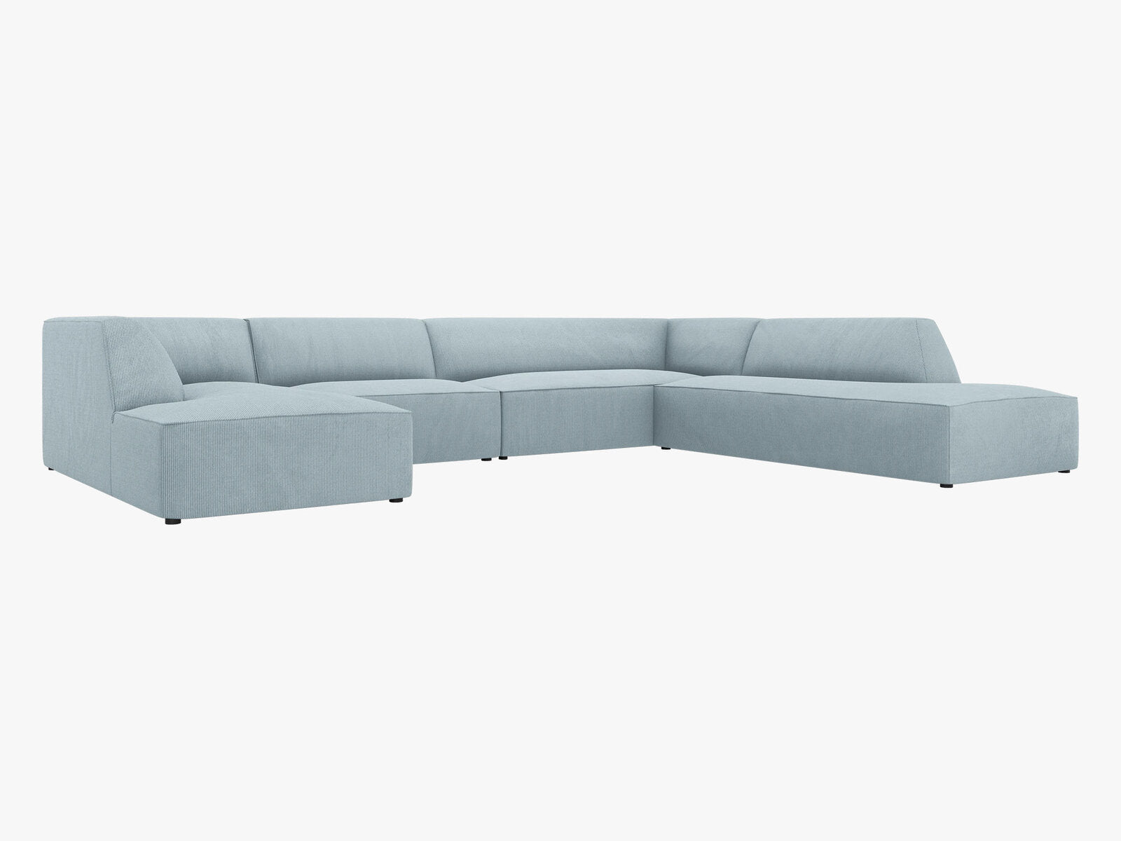 Micadoni Panorama-Ecksofa Ruby 7-Sitzer Rechts Kord Scala Hellblau