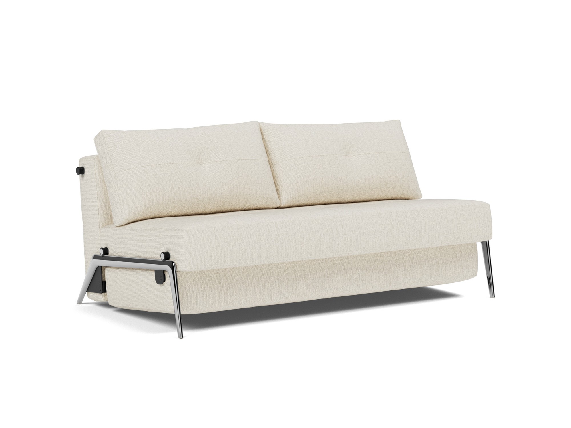 Schlafsofa Cubed 160 Boucle Skandi 531-Off-White Beine Aluminium