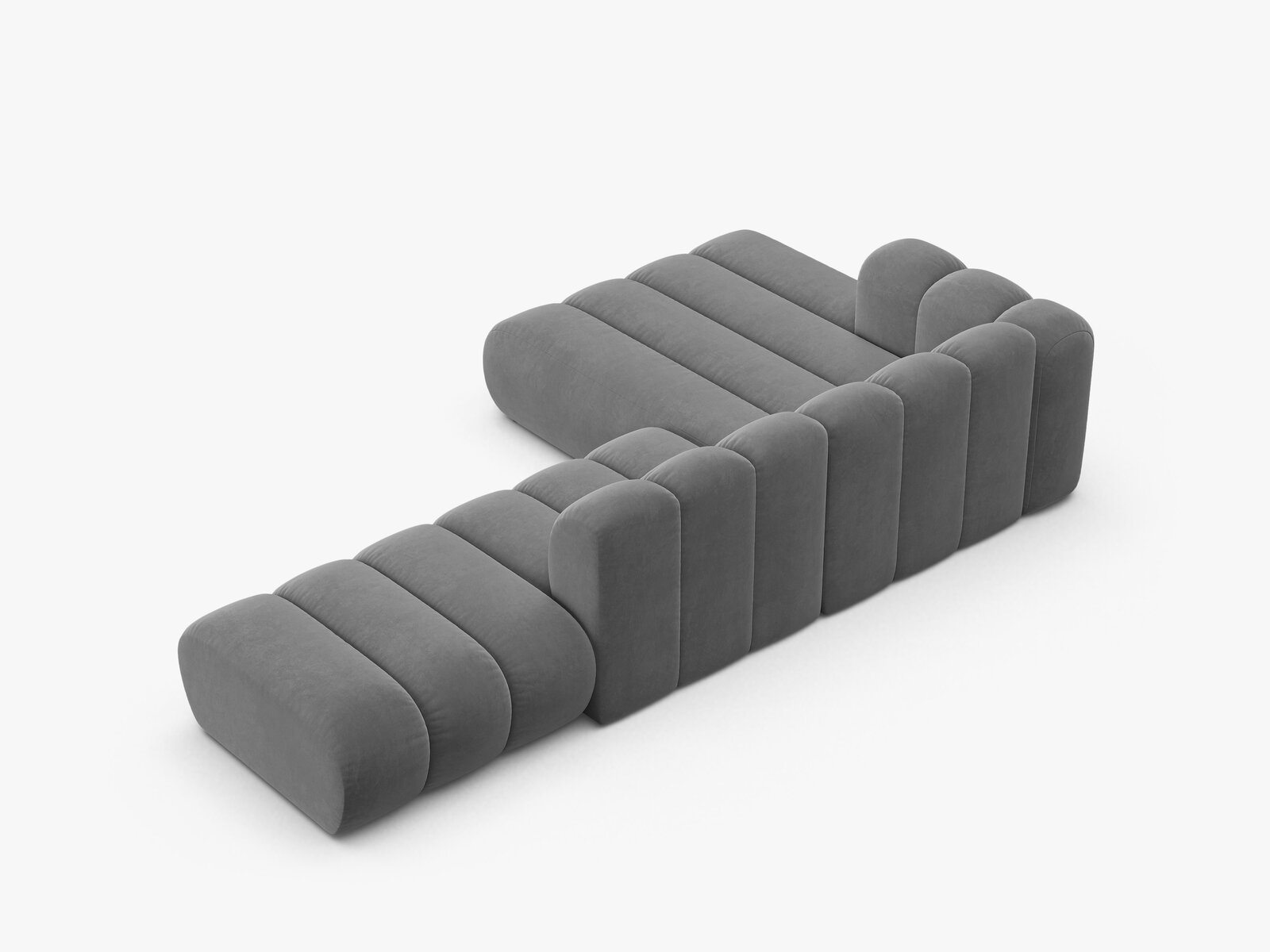 Micadoni Modulares Ecksofa offen Lupine 5-Sitzer Samt Venus Hellgrau Links