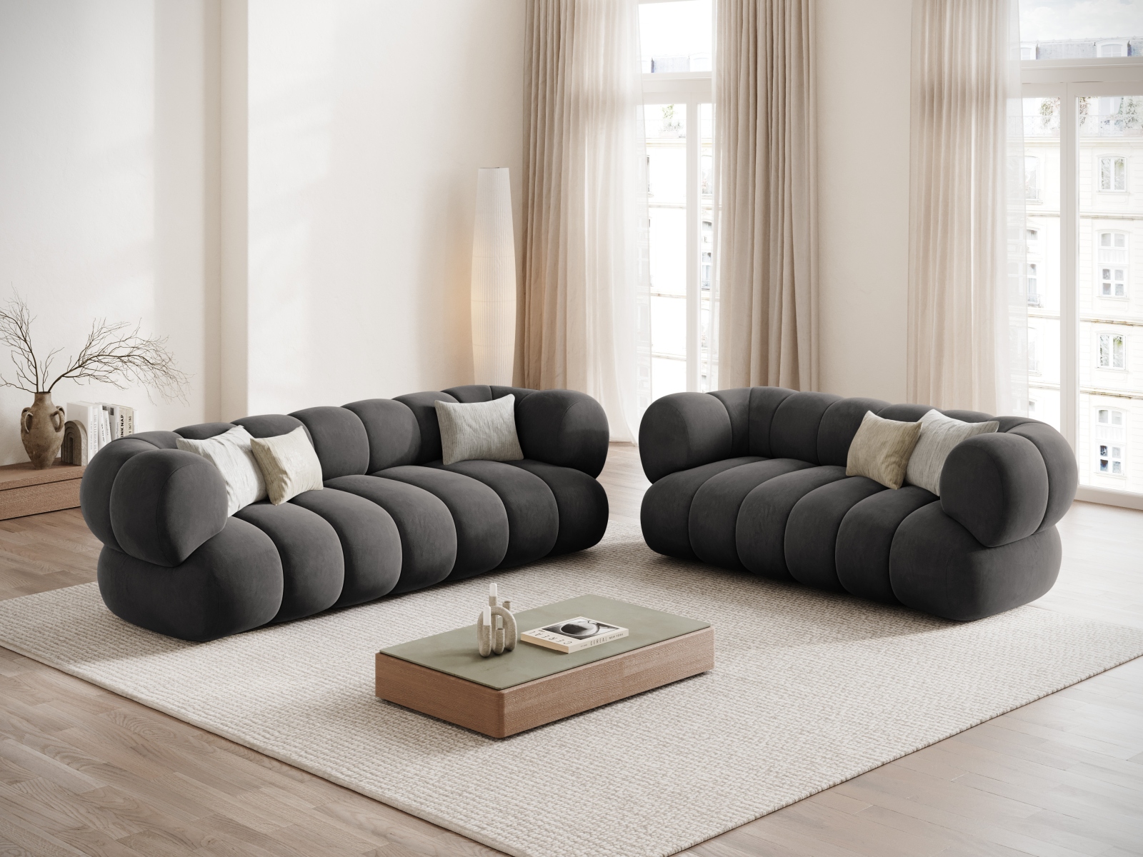 Cosmopolitan Design Sofa Koge 3-Sitzer Samt Vogue Grau