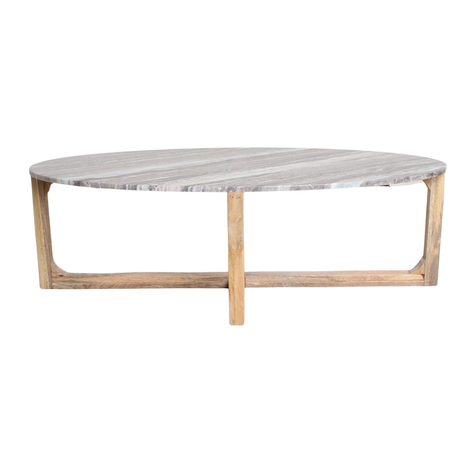 Raw Materials Ovaler Marmor-Couchtisch Fantasy-Braun 120x60x38cm