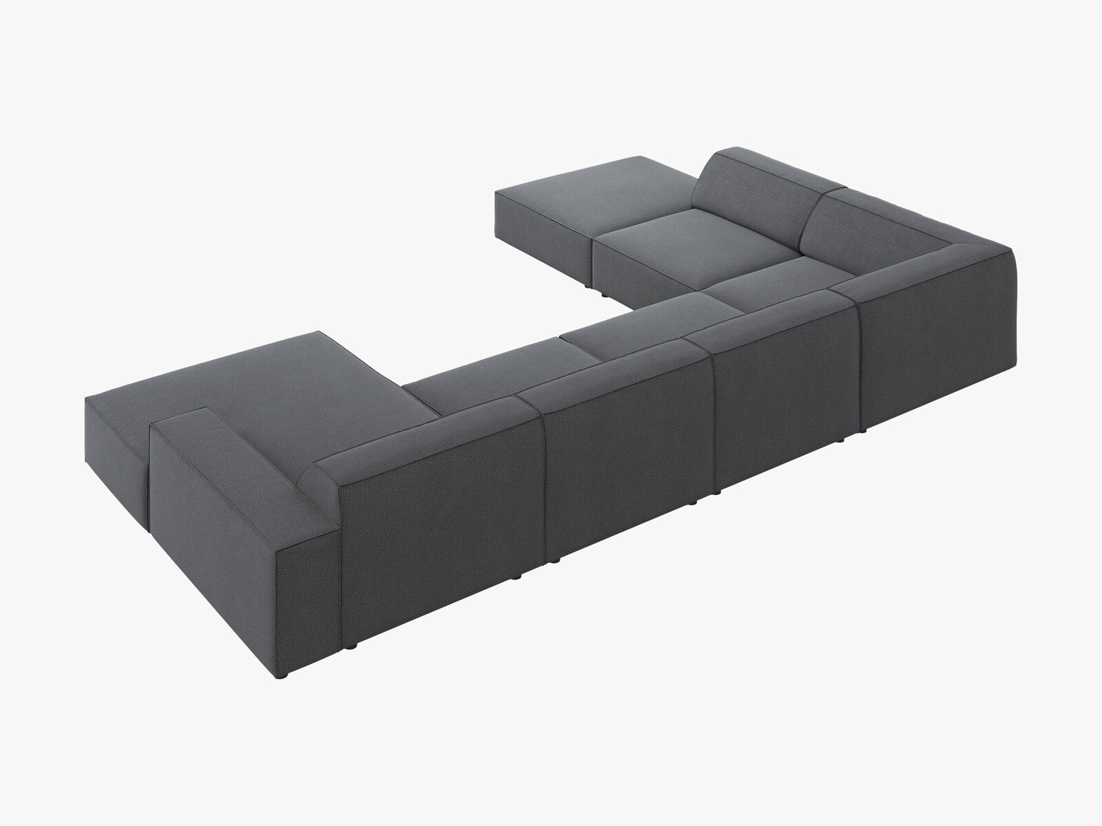 Micadoni Panorama-Ecksofa Jodie 7-Sitzer Links Strukturierter Stoff Megan Dunkelgrau