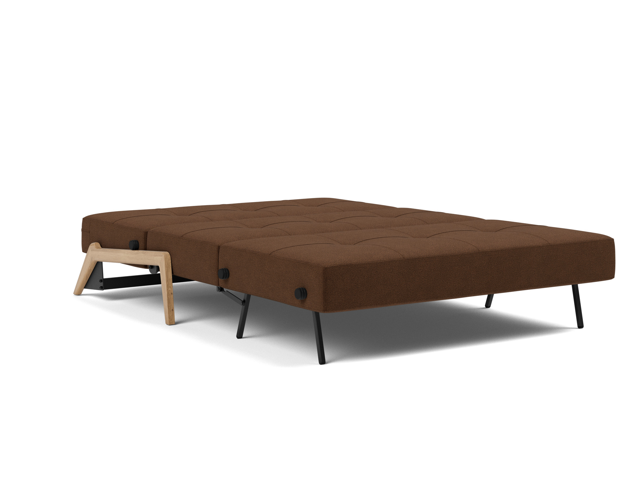 Schlafsofa Cubed 140 Strukturierter Stoff Taura 359-Cappuccino Beine Eiche