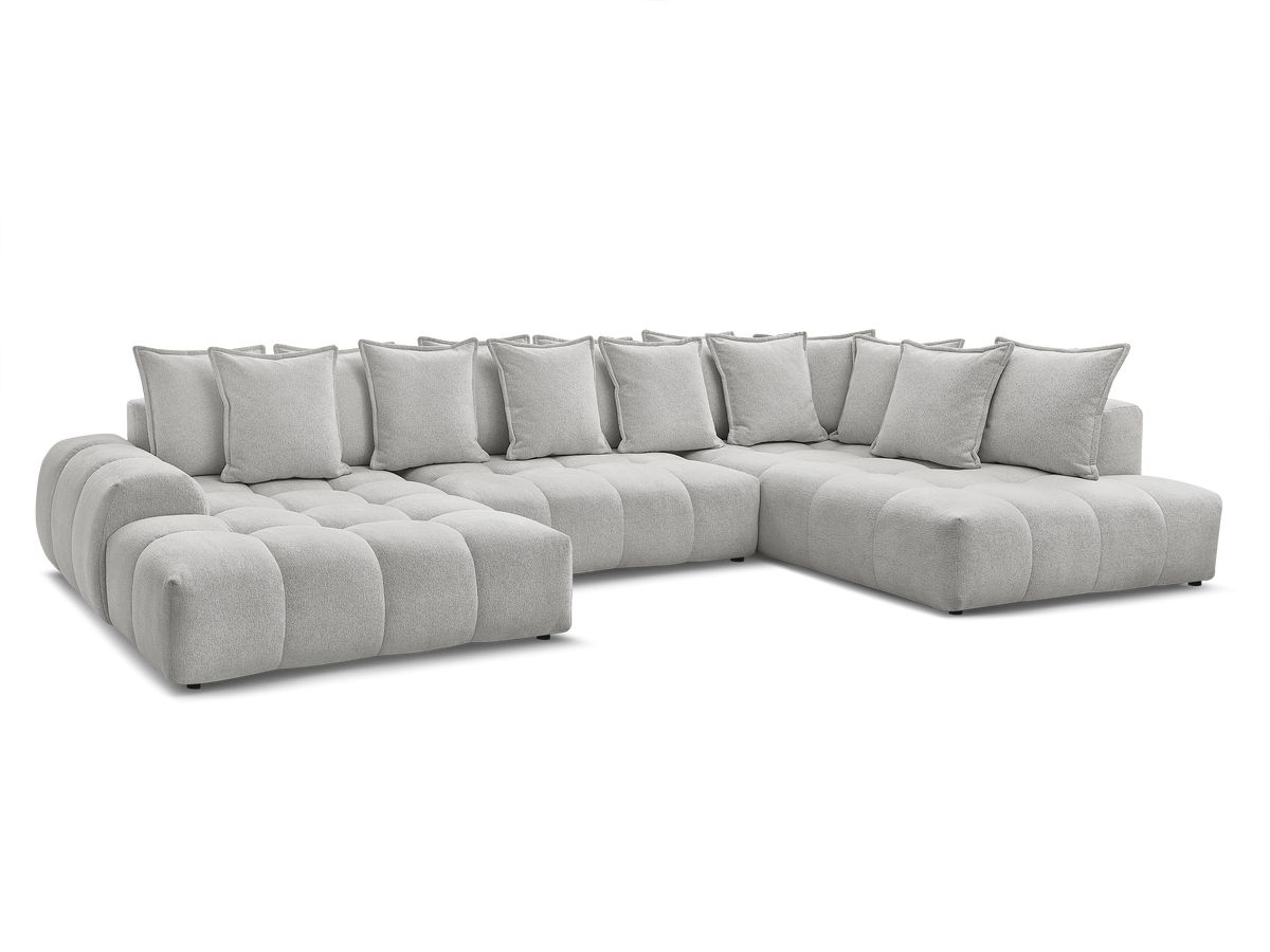 Bobochic Everest Wohnlandschaft, 14 Kissen Melange-Stoff Hellgrau Ecke links