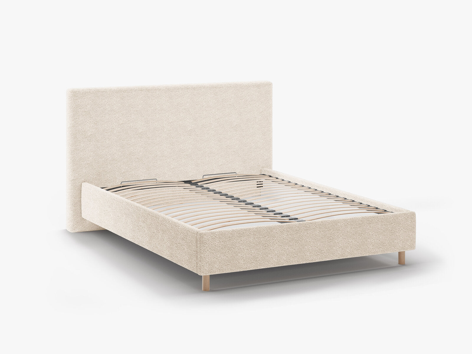Micadoni Stauraumbett mit Kopfteil Eloise Boucle Rolf Helles Beige 140x200