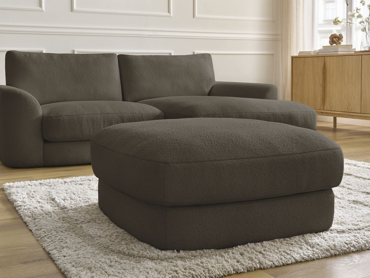 Bobochic Leonore Ecksofa mit Pouf Bouclé-Stoff Braun Ecke rechts