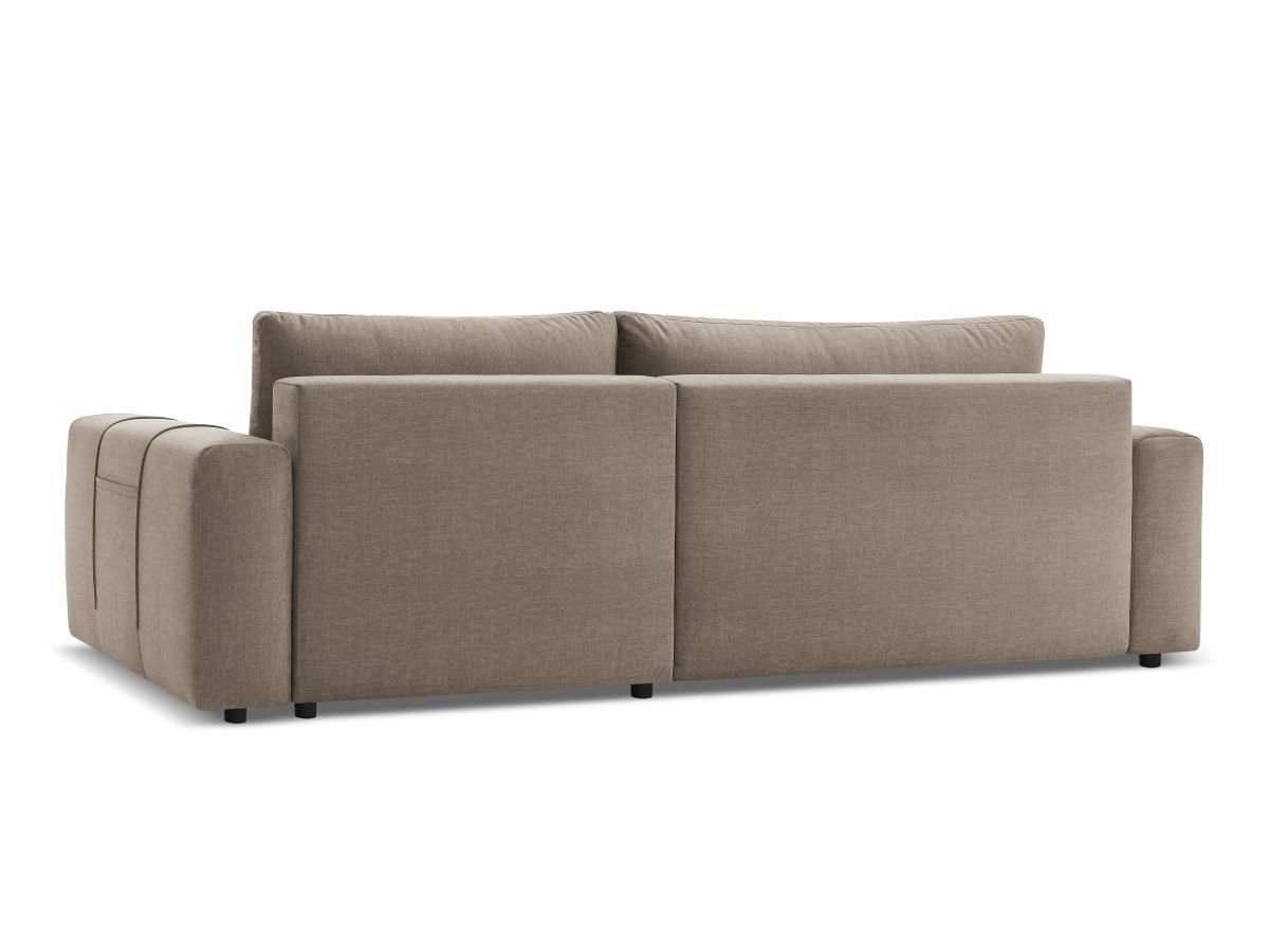 Bobochic Arsene Ecksofa mit Schlaffunktion und Bettkasten und Pouf 288 × 148 cm Samt Taupe