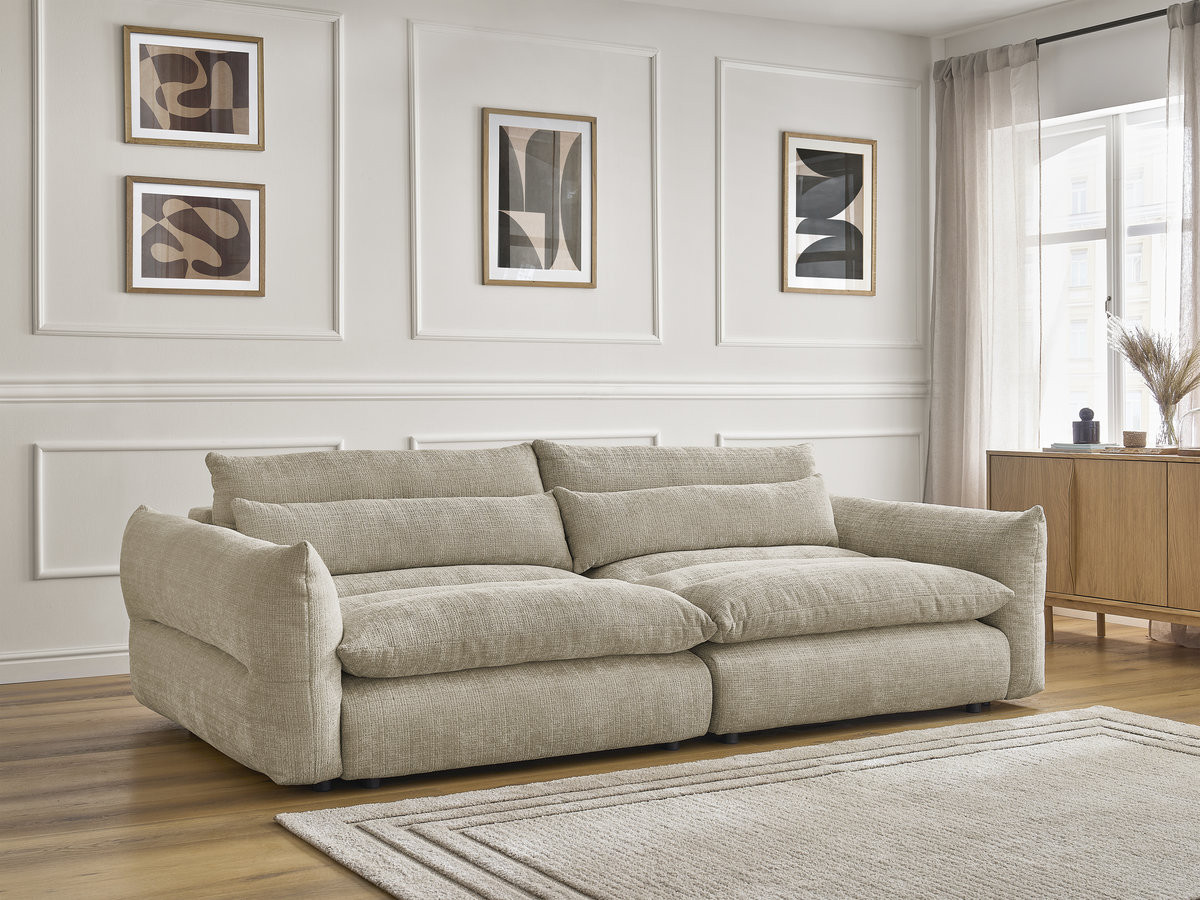 Bobochic Neil Sofa 3-Sitzer Strukturstoff Beige