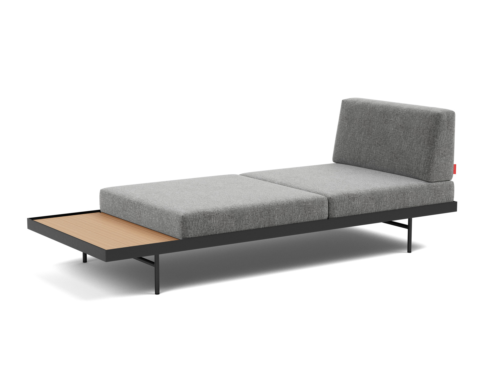 Tagesbett Puri Strukturierter Stoff Twist 563-Charcoal Beine mit Eichentisch