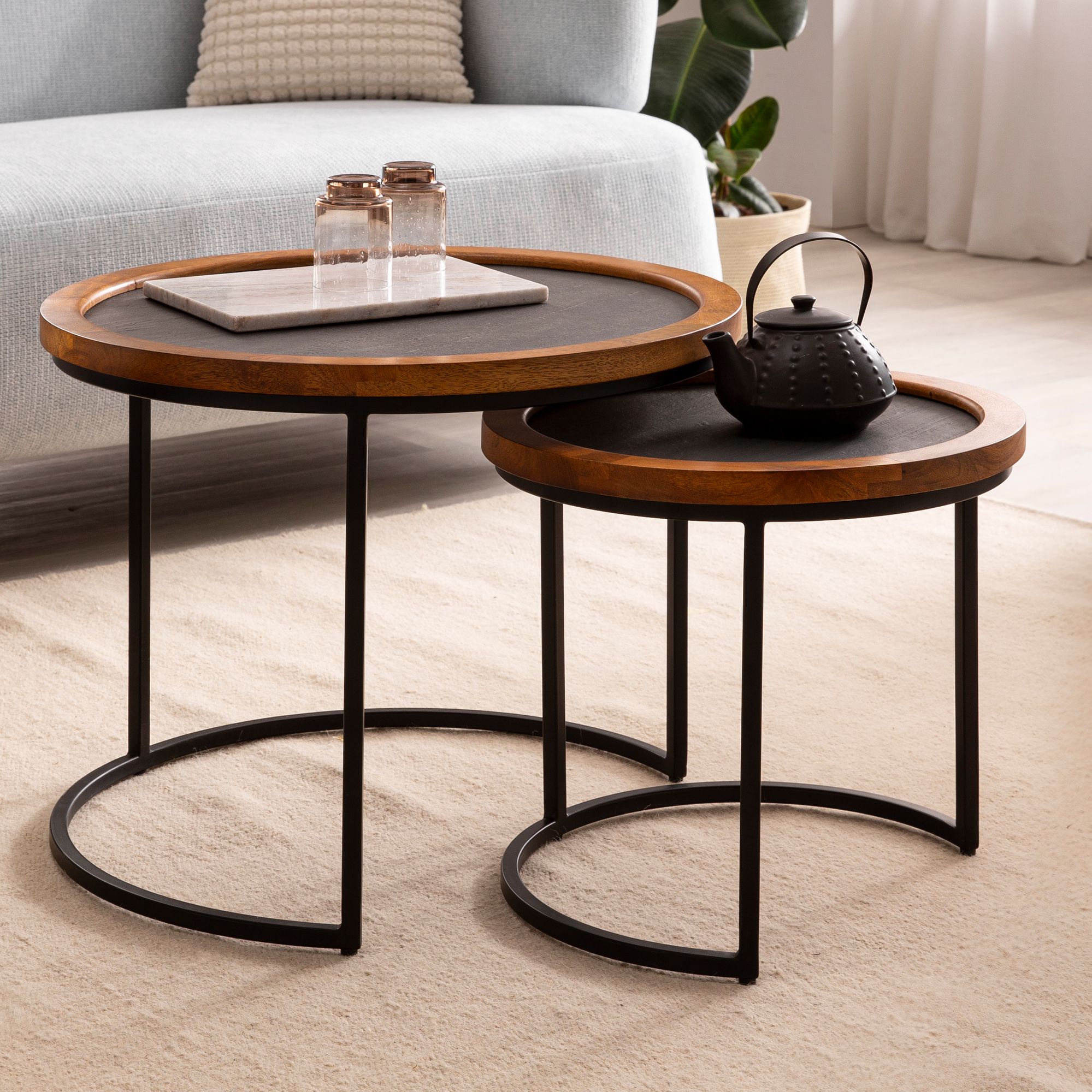 Satztisch 2er-Set Torvik Massivholz Mango Höhe 46 cm