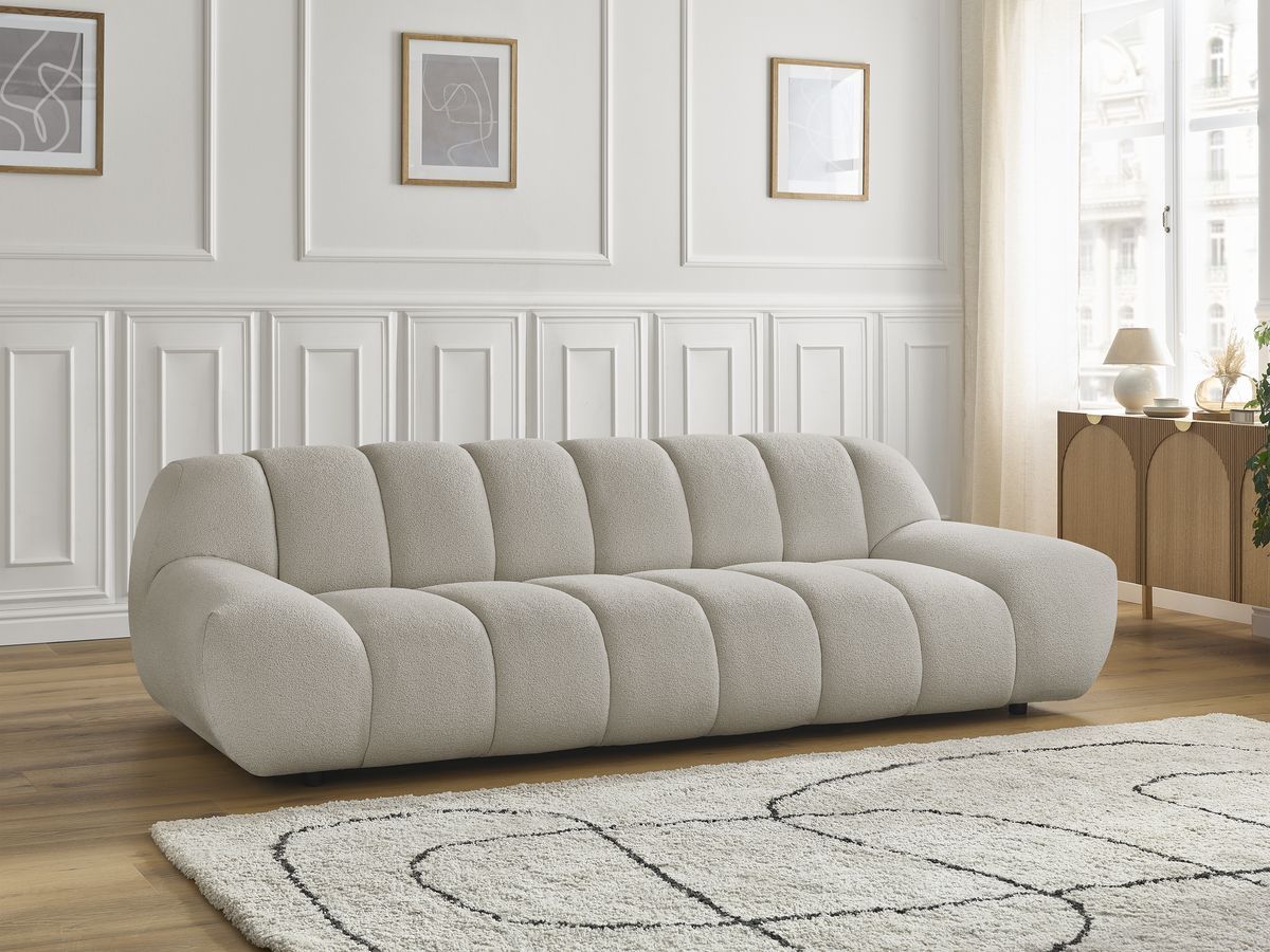 Bobochic Hayden Sofa 3-Sitzer Bouclé-Stoff Taupe