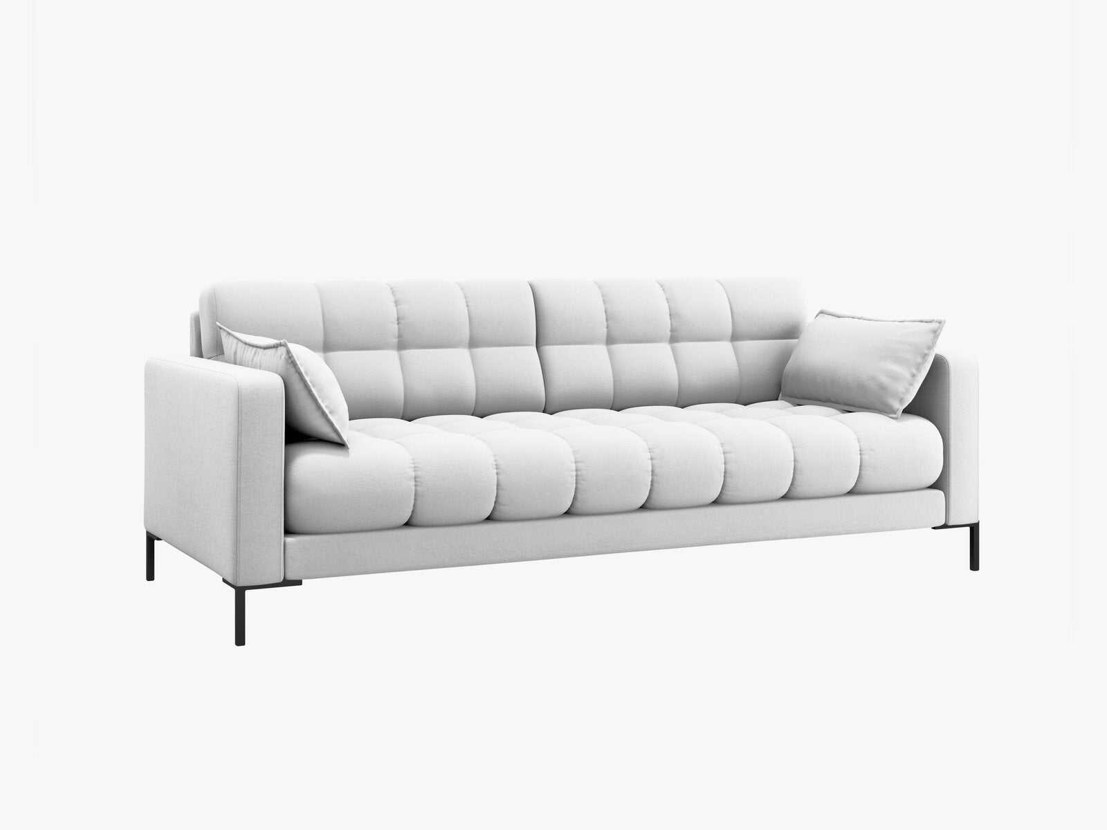 Micadoni Sofa Mamaia 3-Sitzer Strukturierter Stoff Neve Hellgrau schwarze Beine